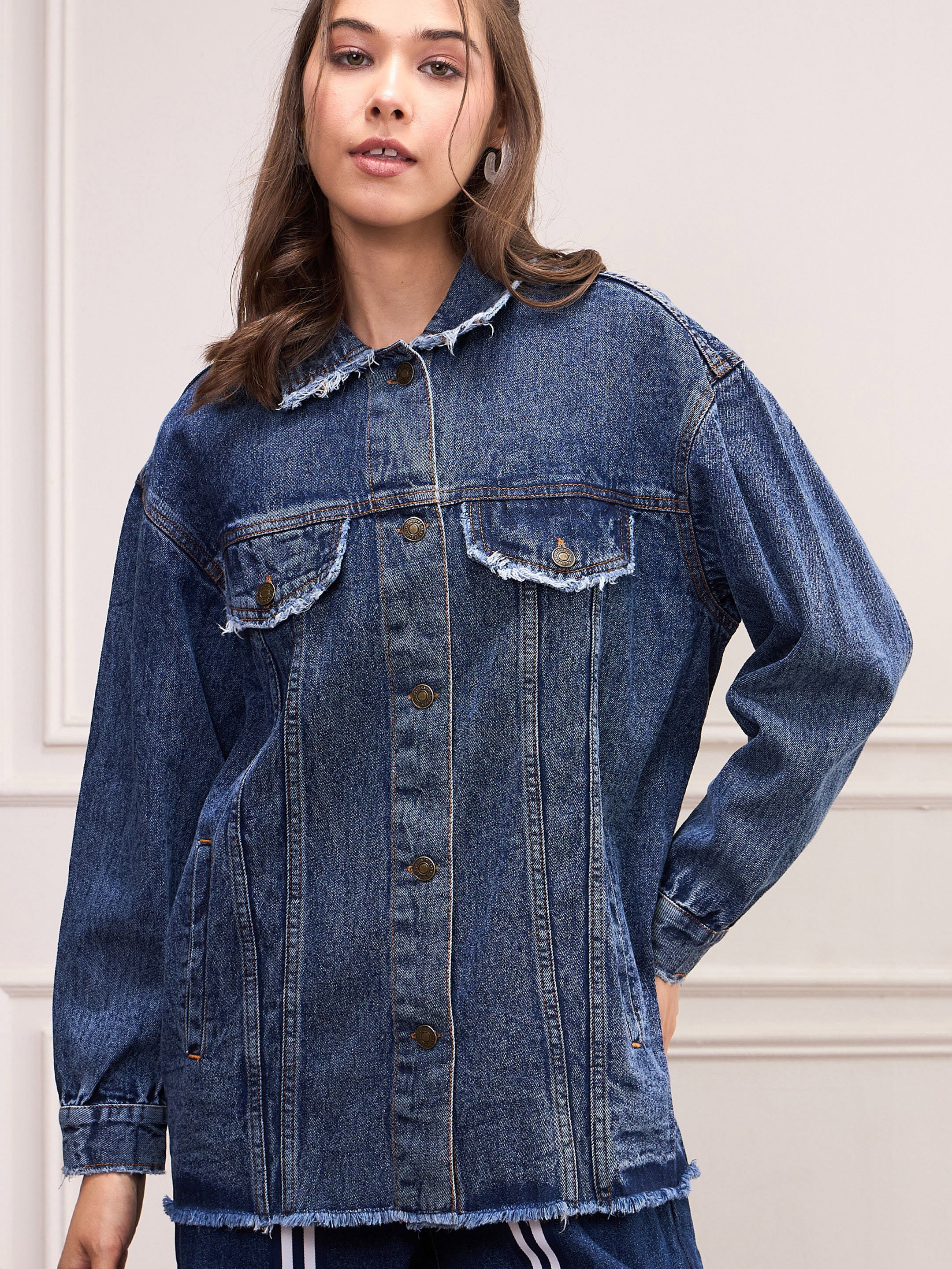 Blue Long Sleeve Denim Shirt Jacket