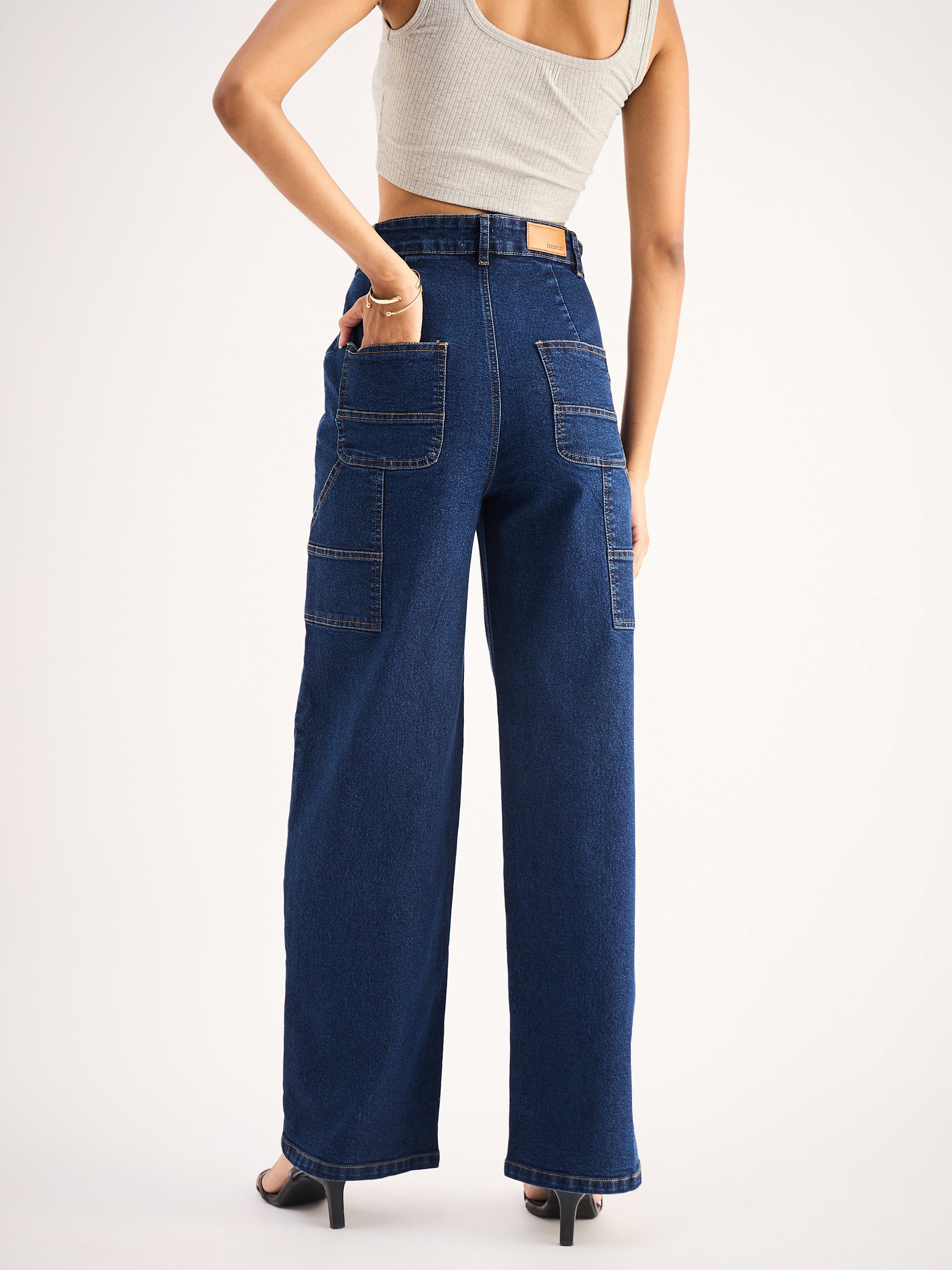 Blue High-Rise Straight Leg Jeans
