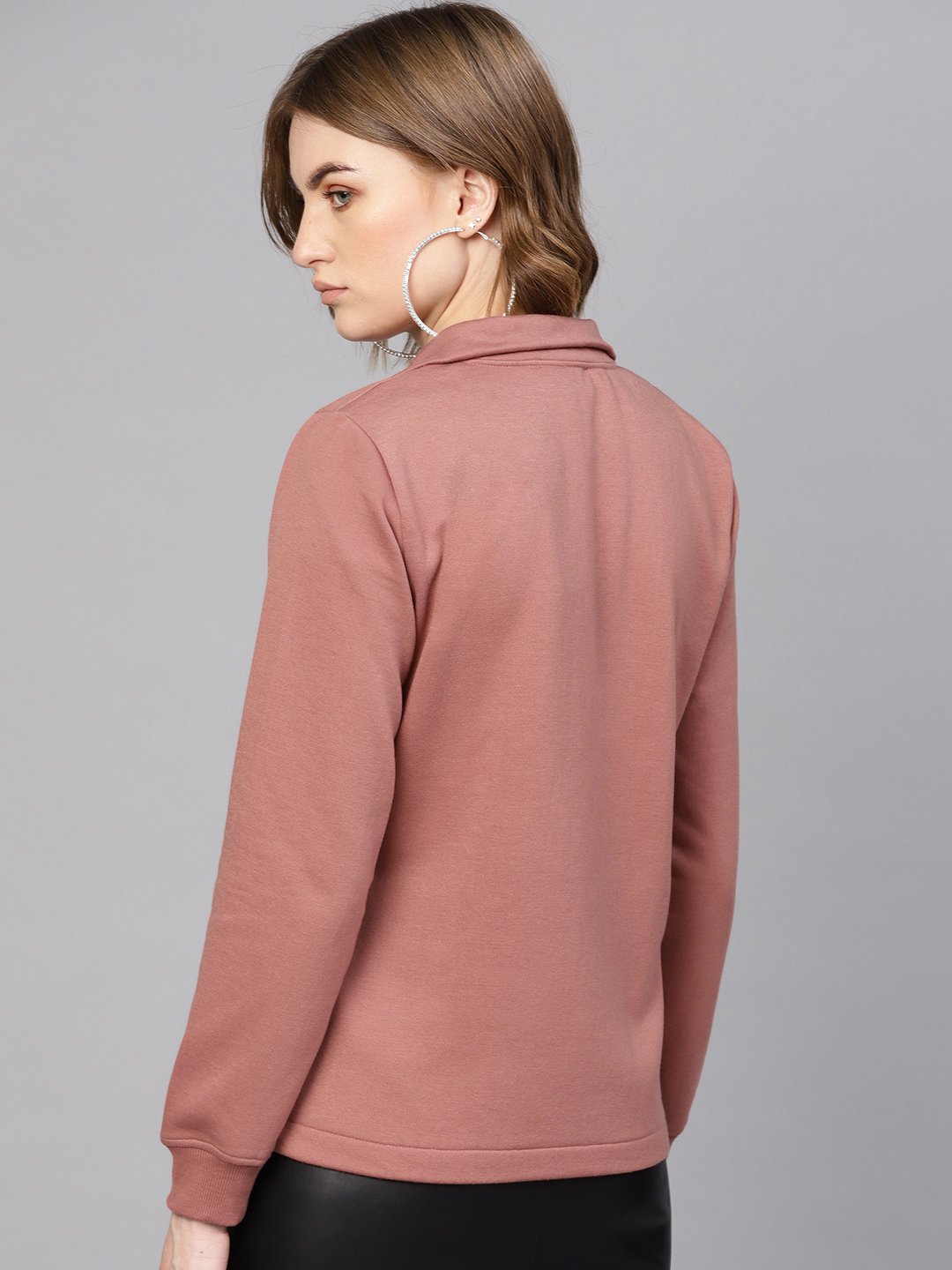 Dusty Pink Full-Zip Regular Sweatshirt