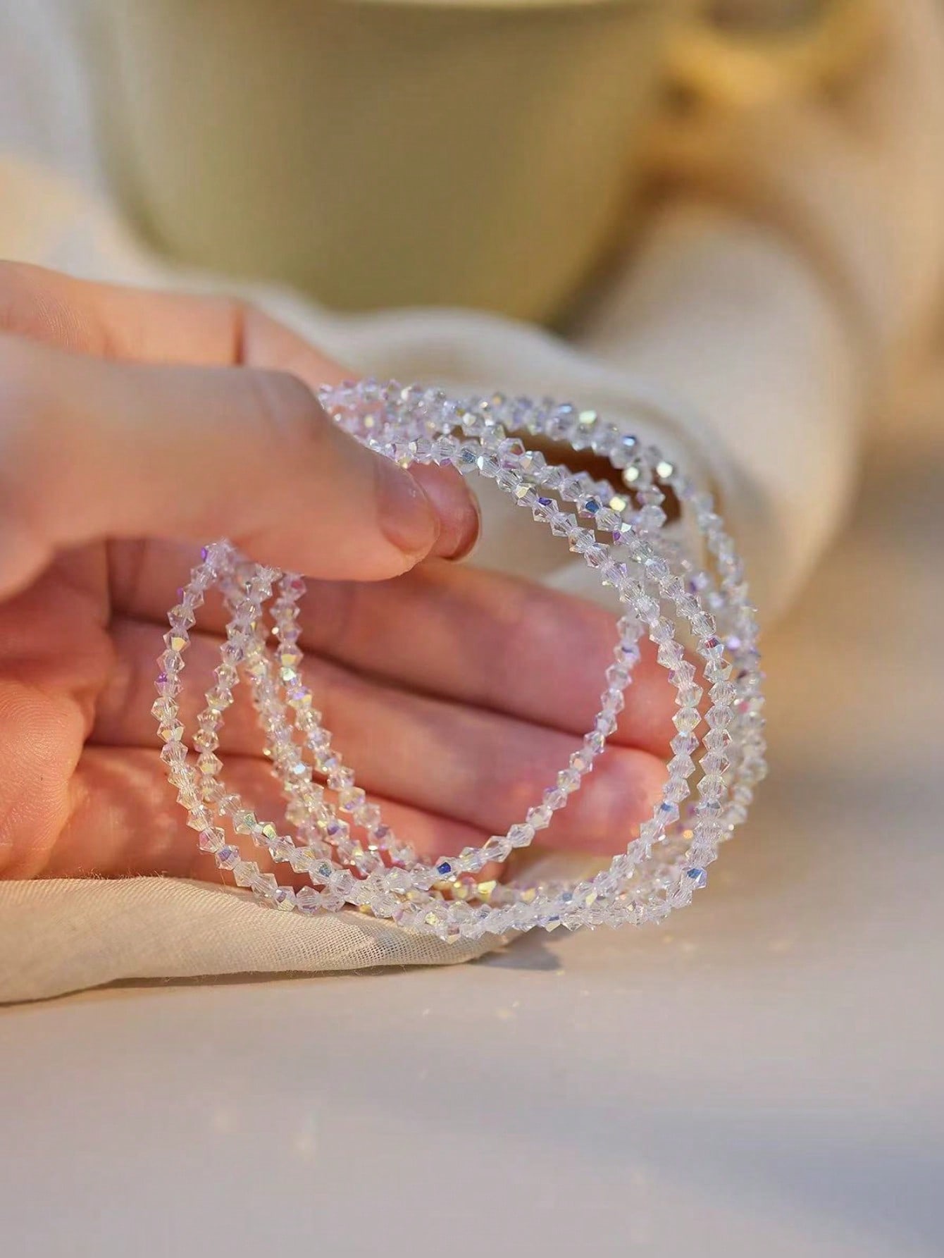 Multi-Color Beaded Stretch Bracelets for Women - Pack of 4 Casual Sparkle.