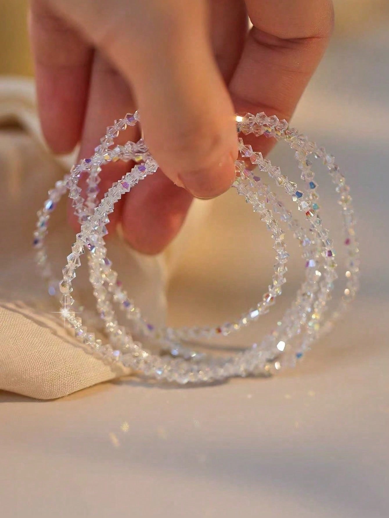 Multi-Color Beaded Stretch Bracelets for Women - Pack of 4 Casual Sparkle.