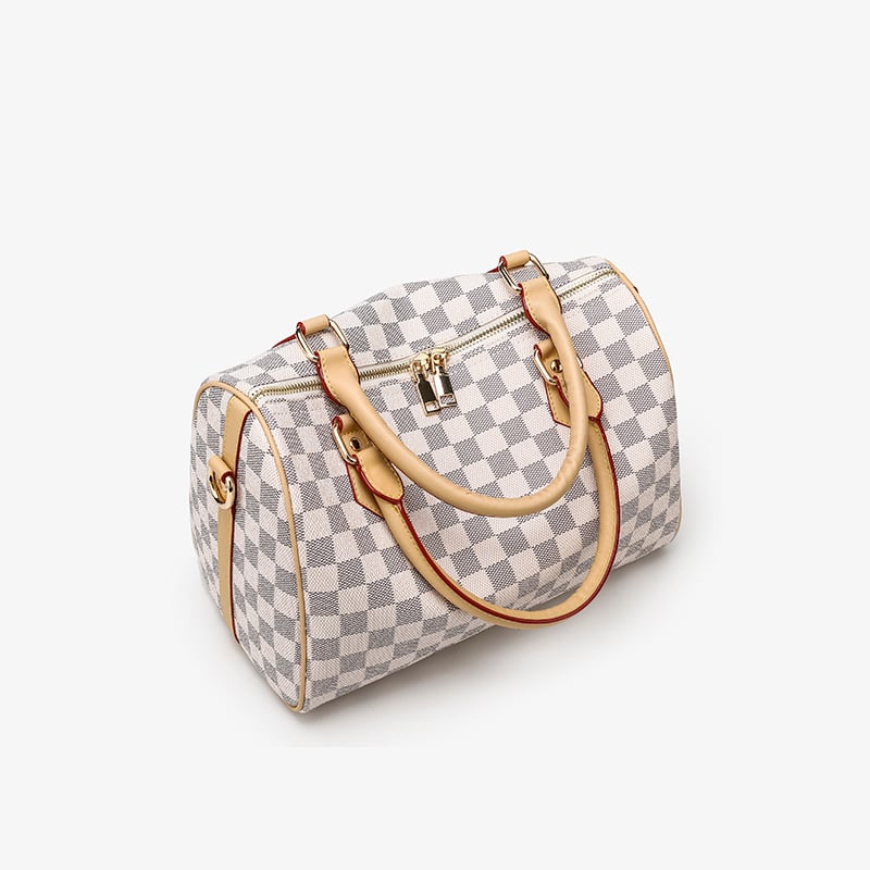 White Checkered Handbag