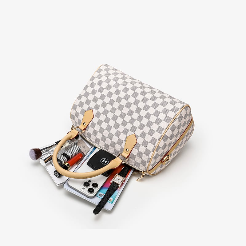 White Checkered Handbag