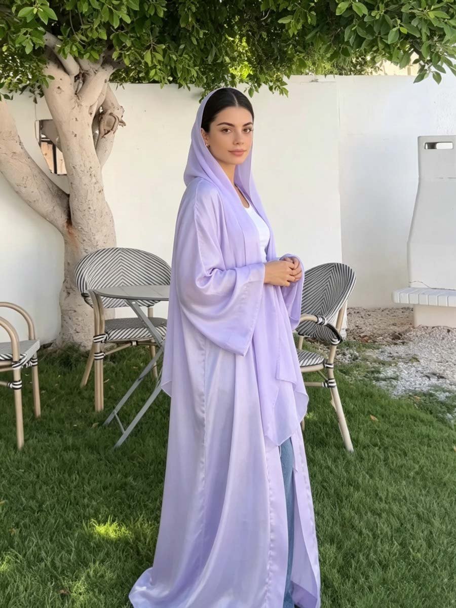 عباية مفتوحة من الأمام سادة بلون لافندر