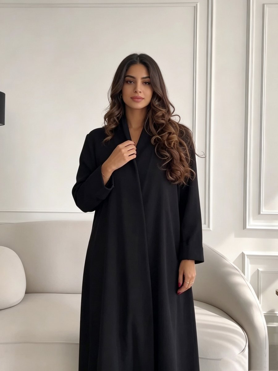 Black Flora Back Print Abaya