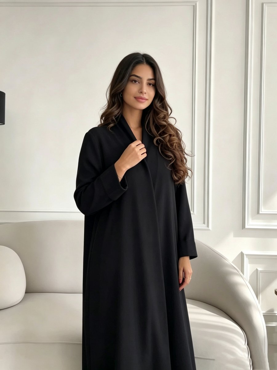Black Flora Back Print Abaya