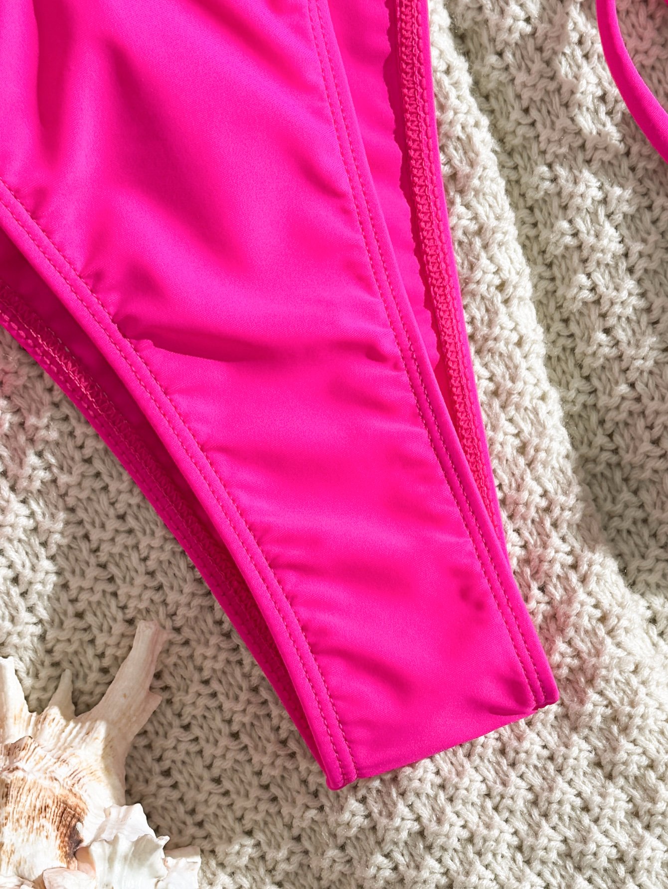 Pink Fringe Triangle Bikini Set