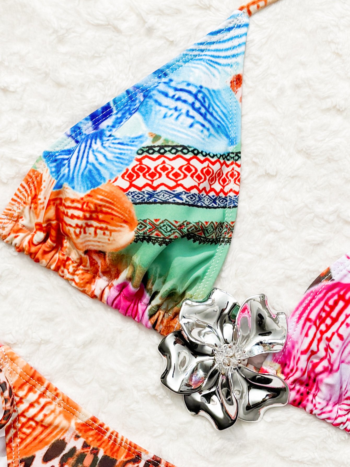 Multi-Color Graphic Print Triangle Bikini Set
