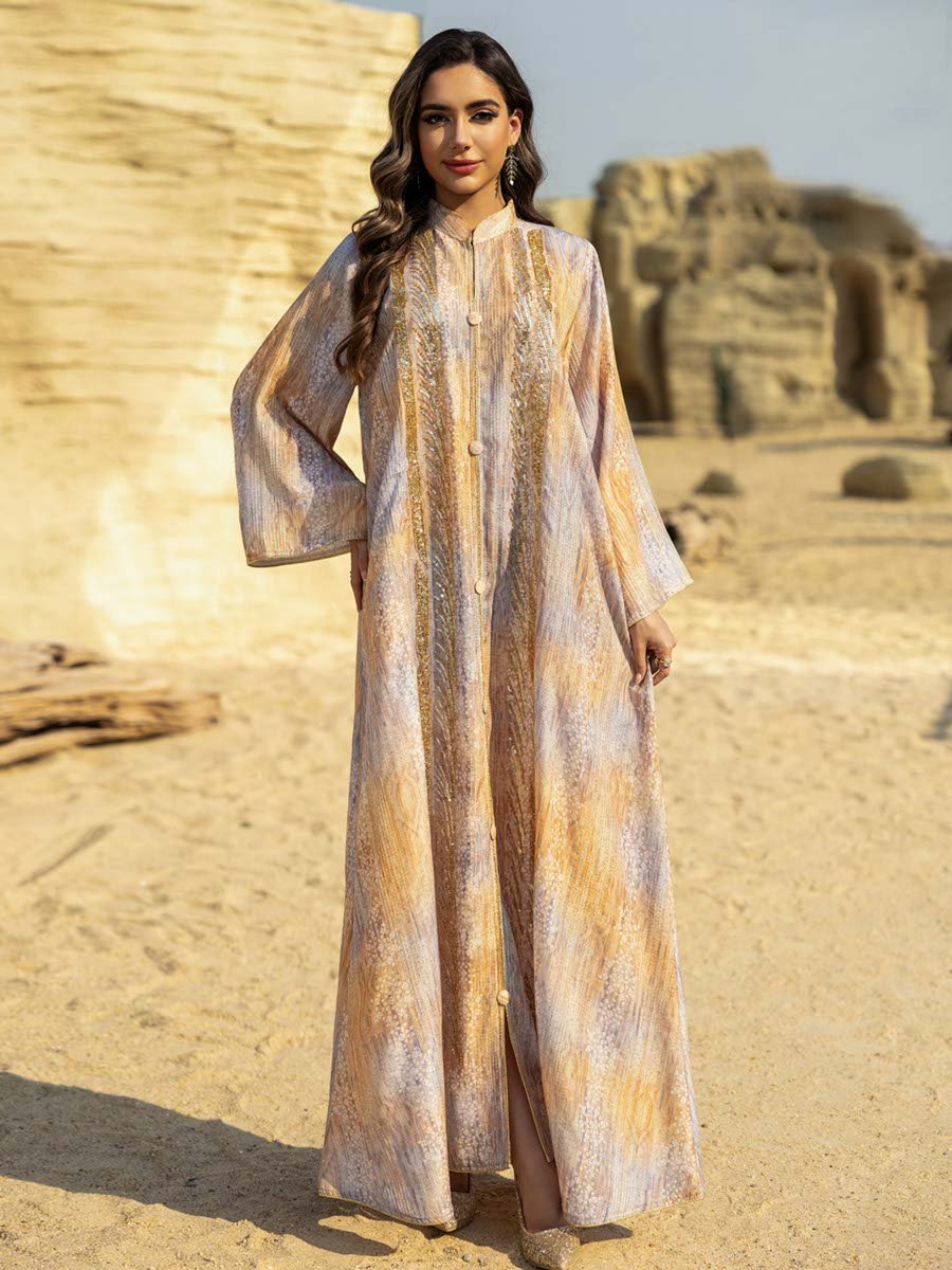 Yellow Sequin Ankle-Length A-Line Jalabiya