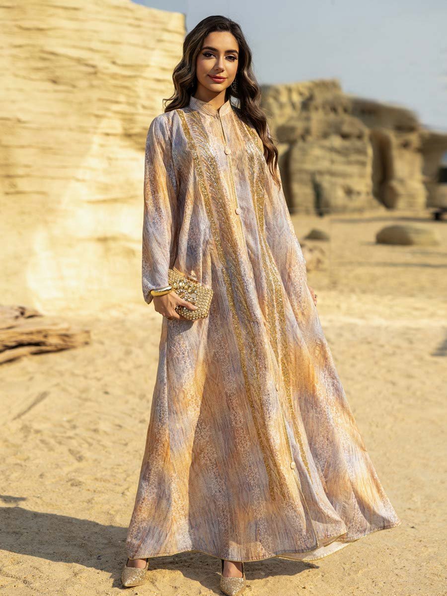 Yellow Sequin Ankle-Length A-Line Jalabiya