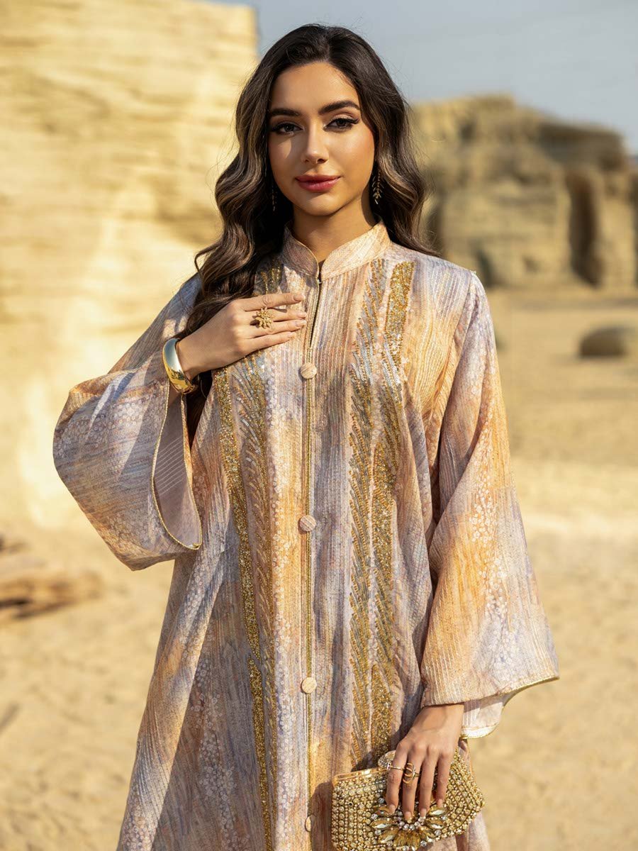 Yellow Sequin Ankle-Length A-Line Jalabiya