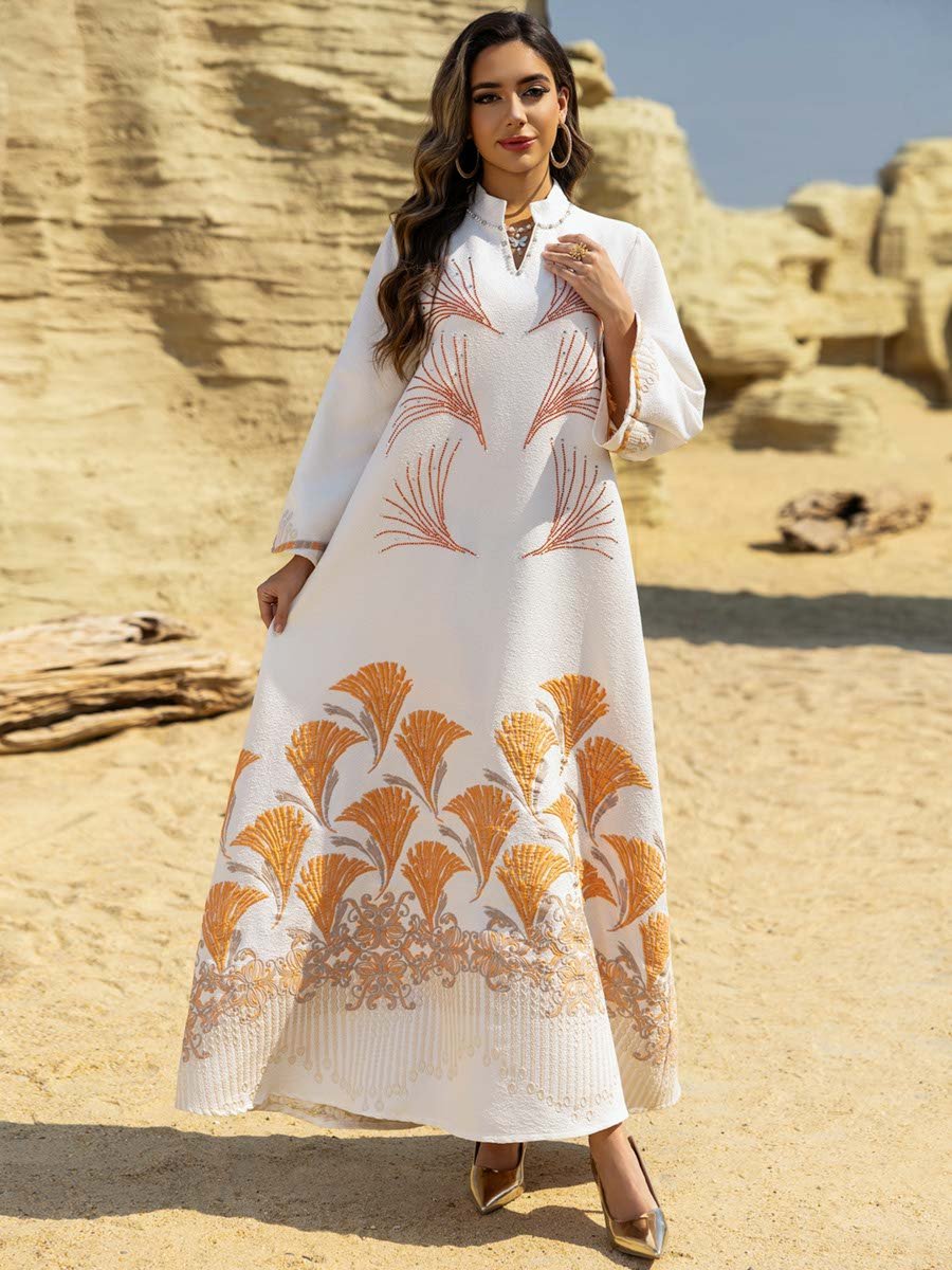 White Embroidered A-Line Jalabiya
