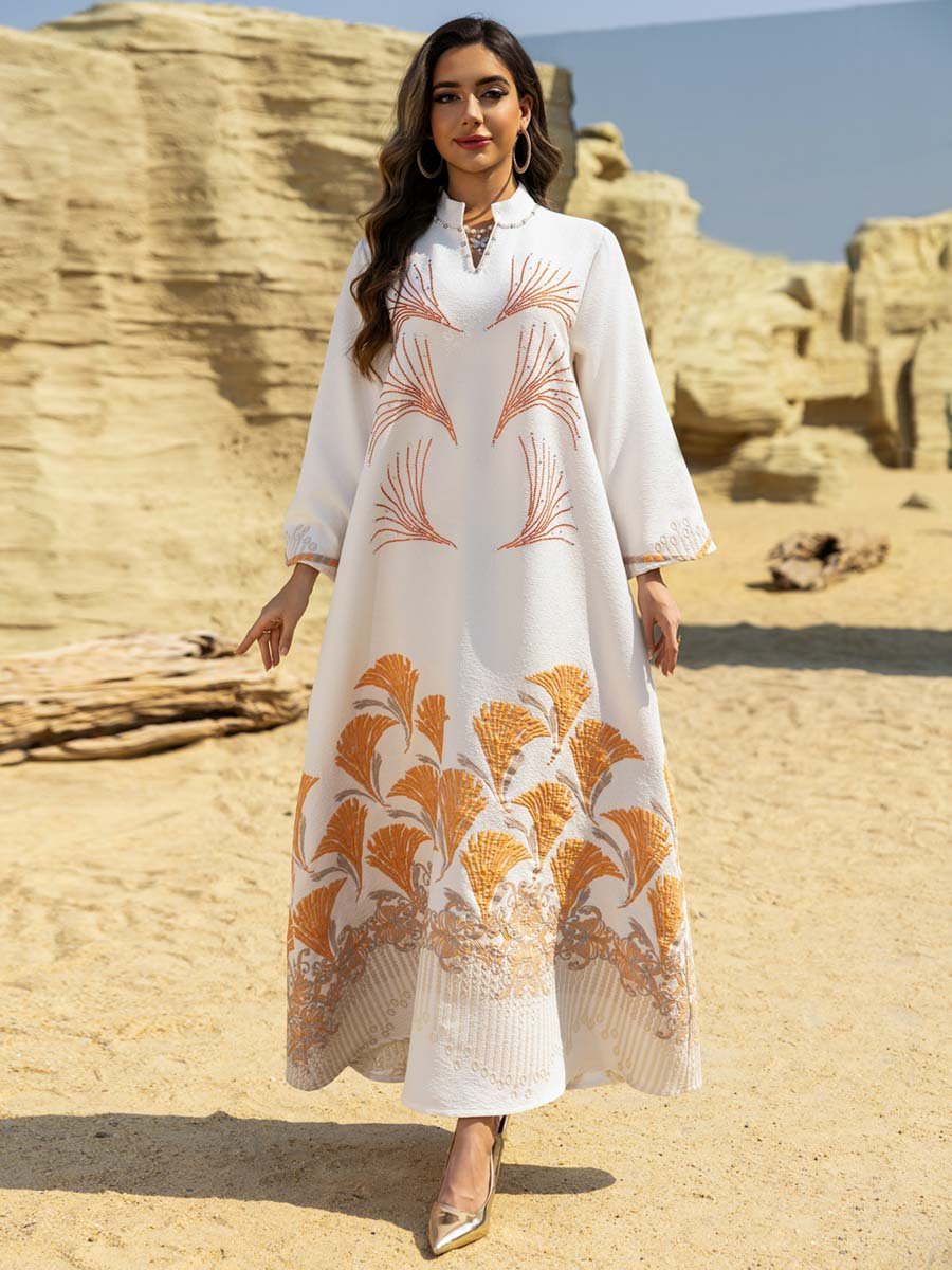 White Embroidered A-Line Jalabiya