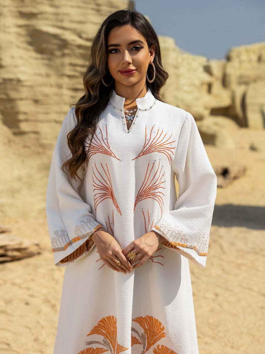 White Embroidered A-Line Jalabiya