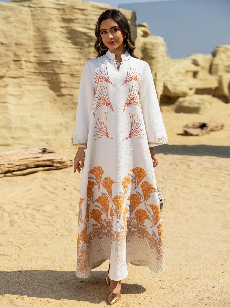 White Embroidered A-Line Jalabiya