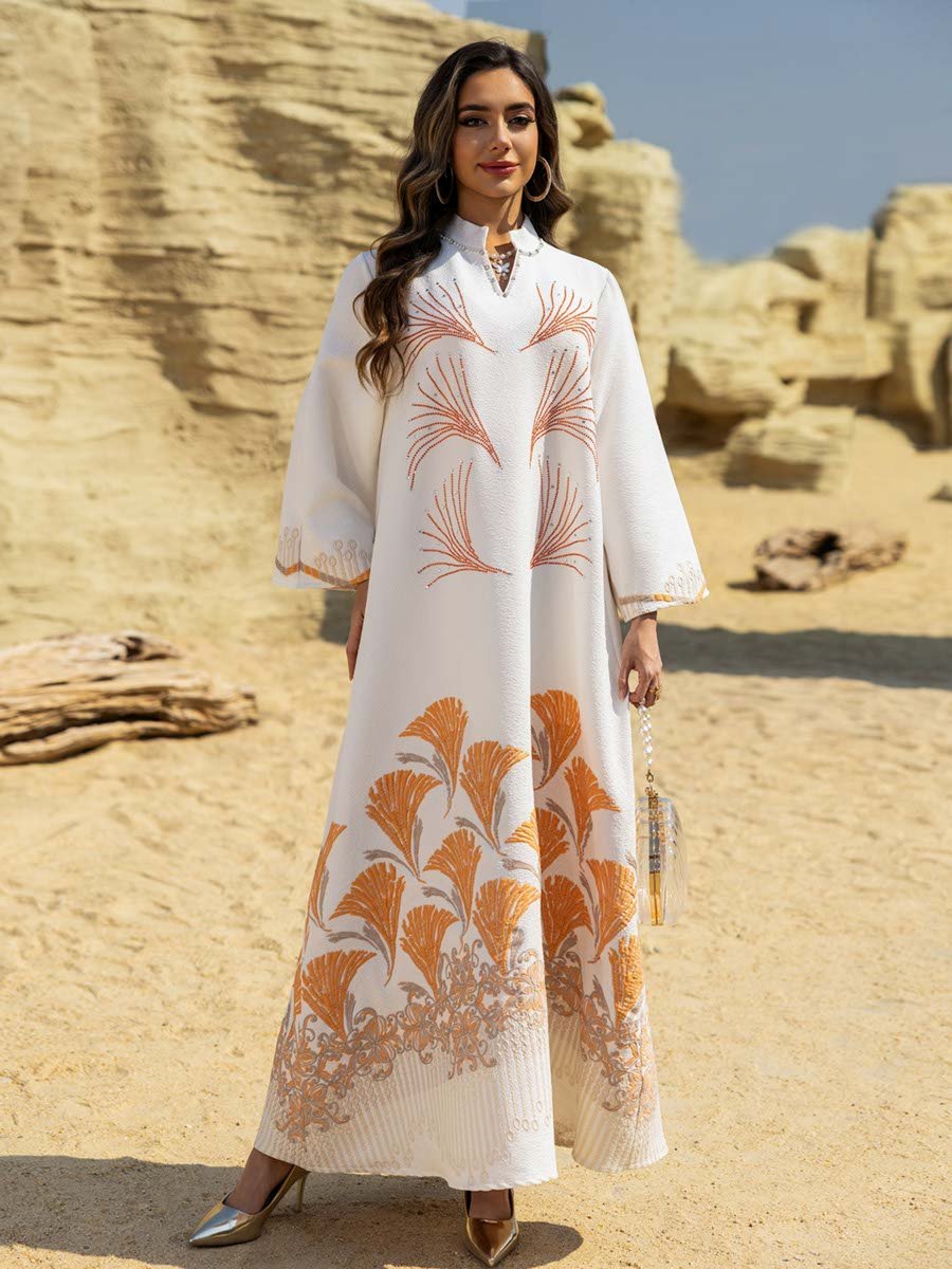 White Embroidered A-Line Jalabiya