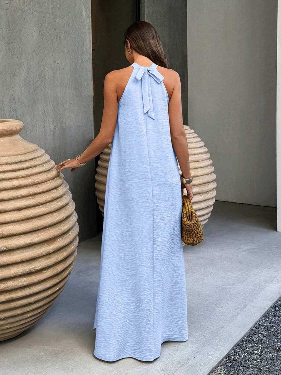 Light Blue Sleeveless A-Line Maxi Dress