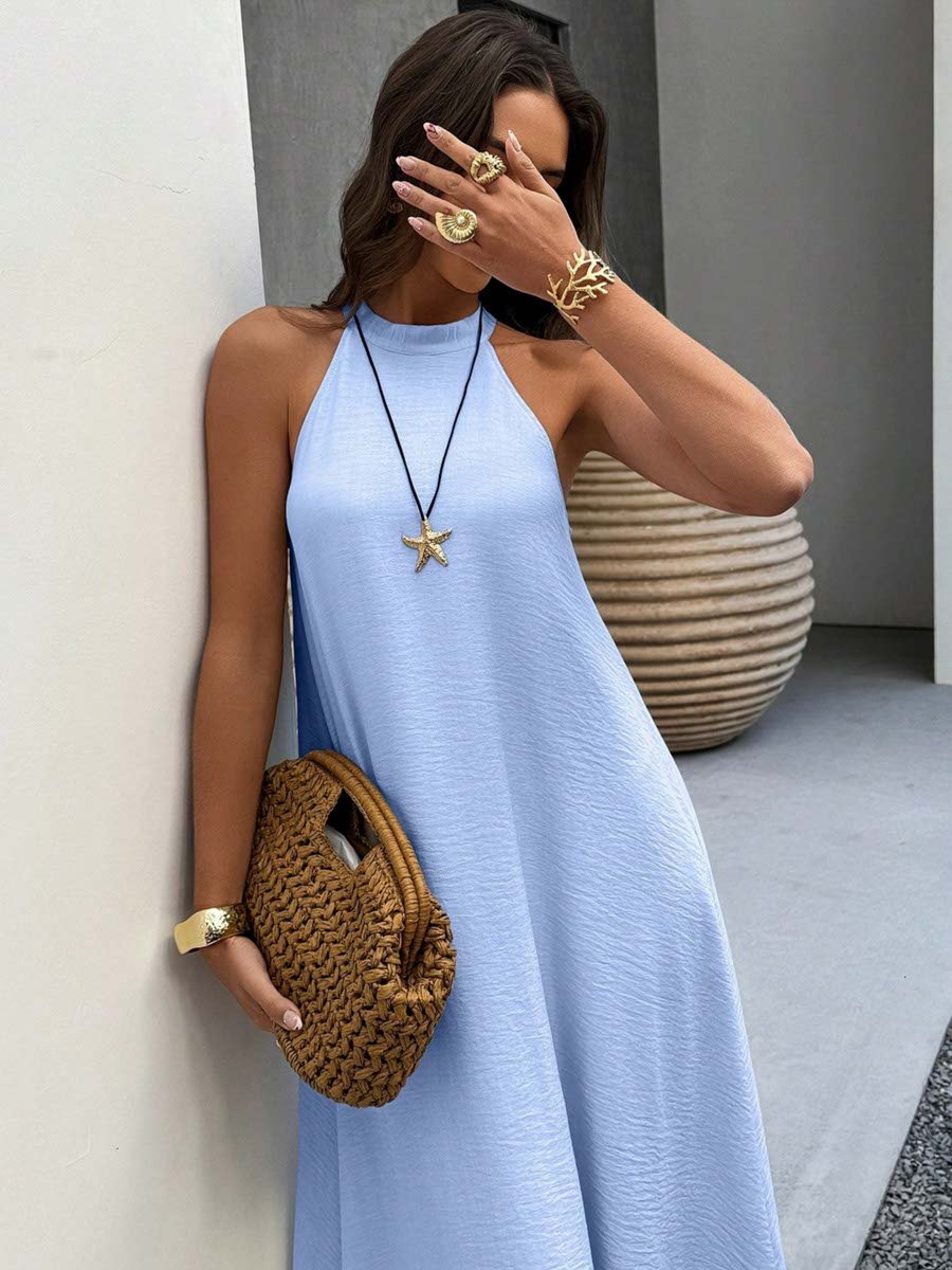 Light Blue Sleeveless A-Line Maxi Dress