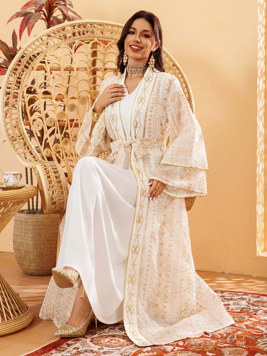 White Embroidered Abaya and Dress Set