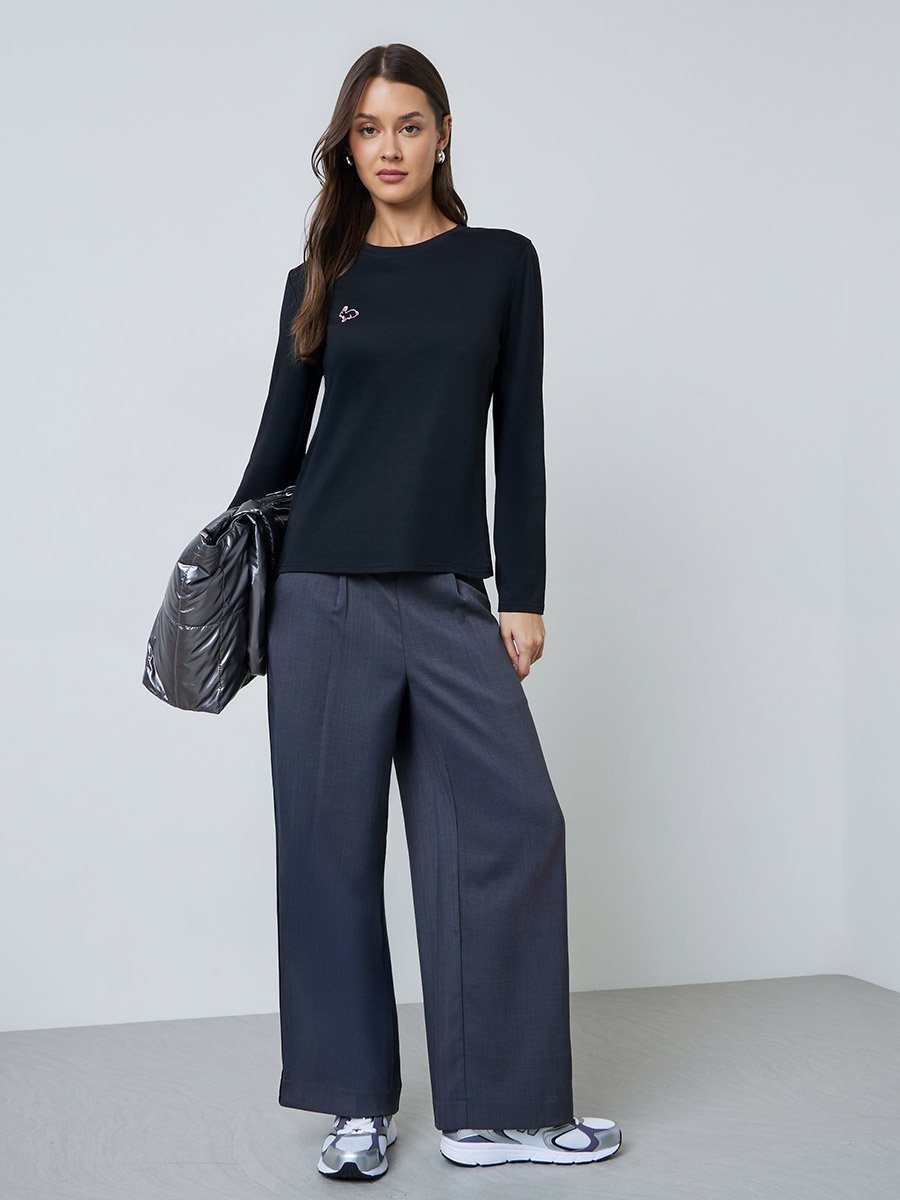 Black Long Sleeve Regular Fit T-Shirt