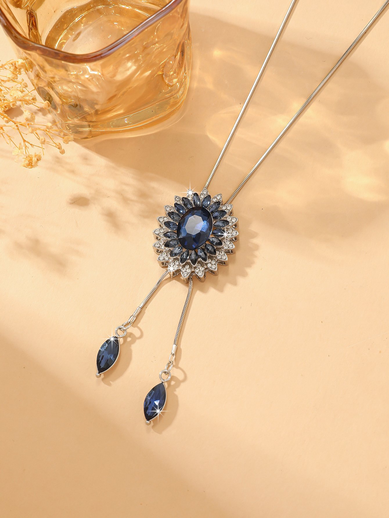 Blue Crystal Pendant Necklace