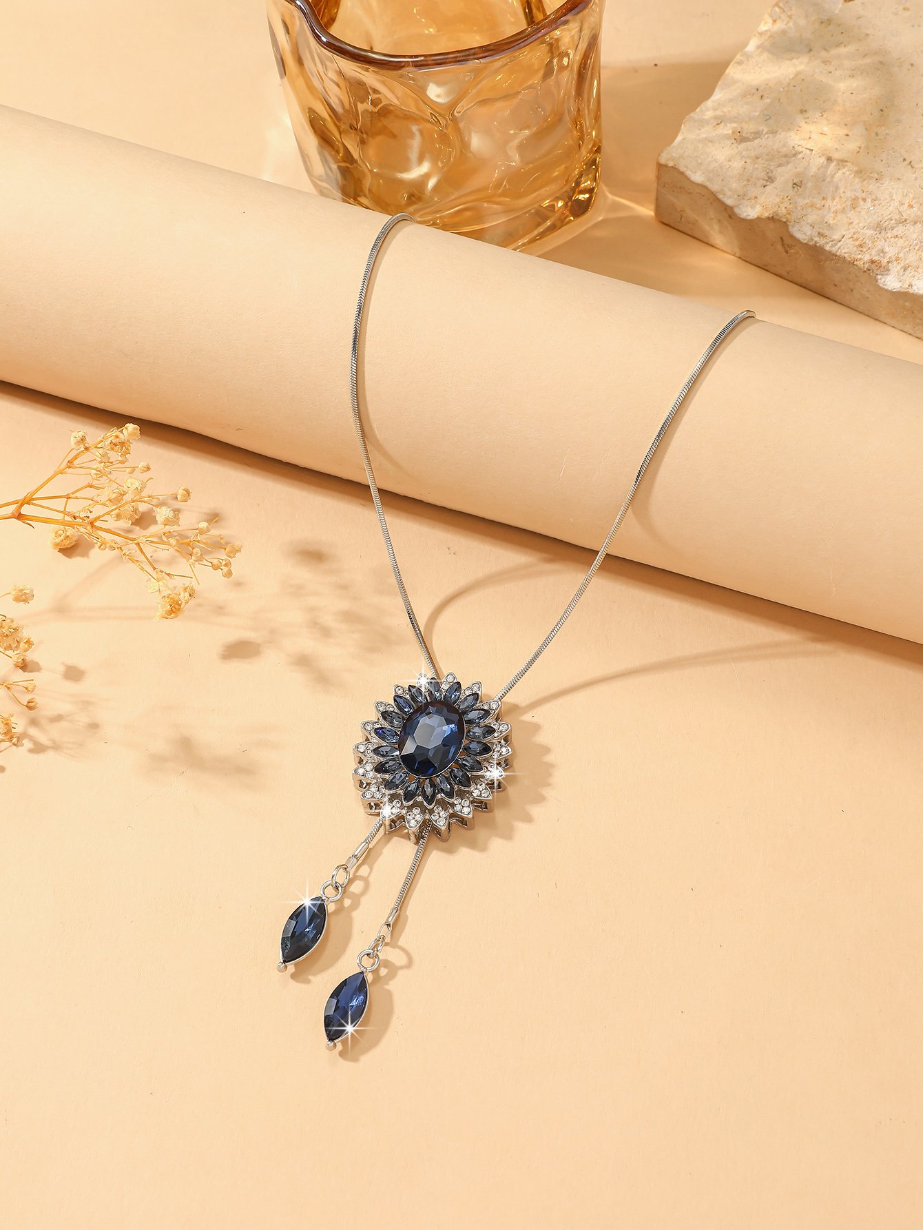 Blue Crystal Pendant Necklace
