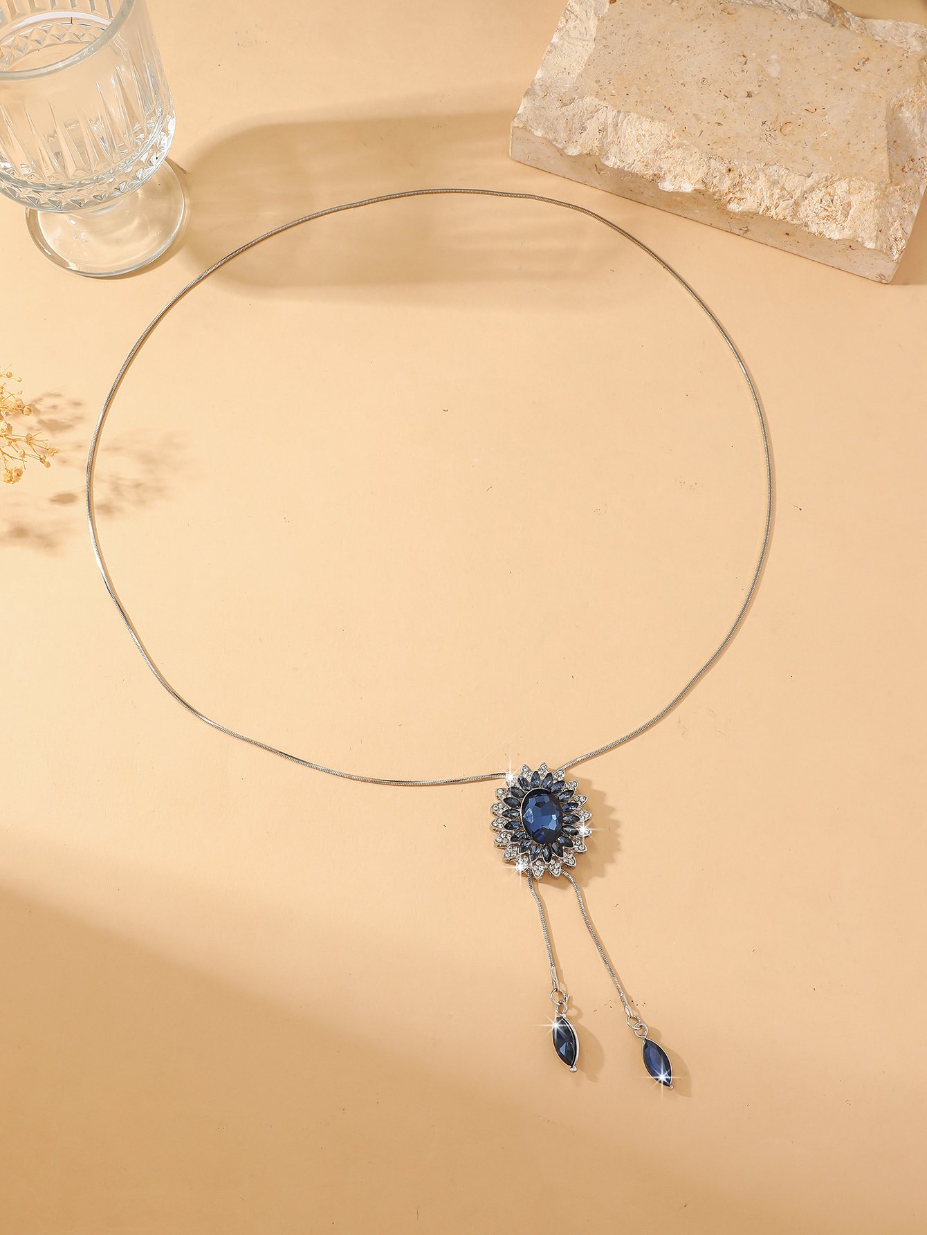 Blue Crystal Pendant Necklace
