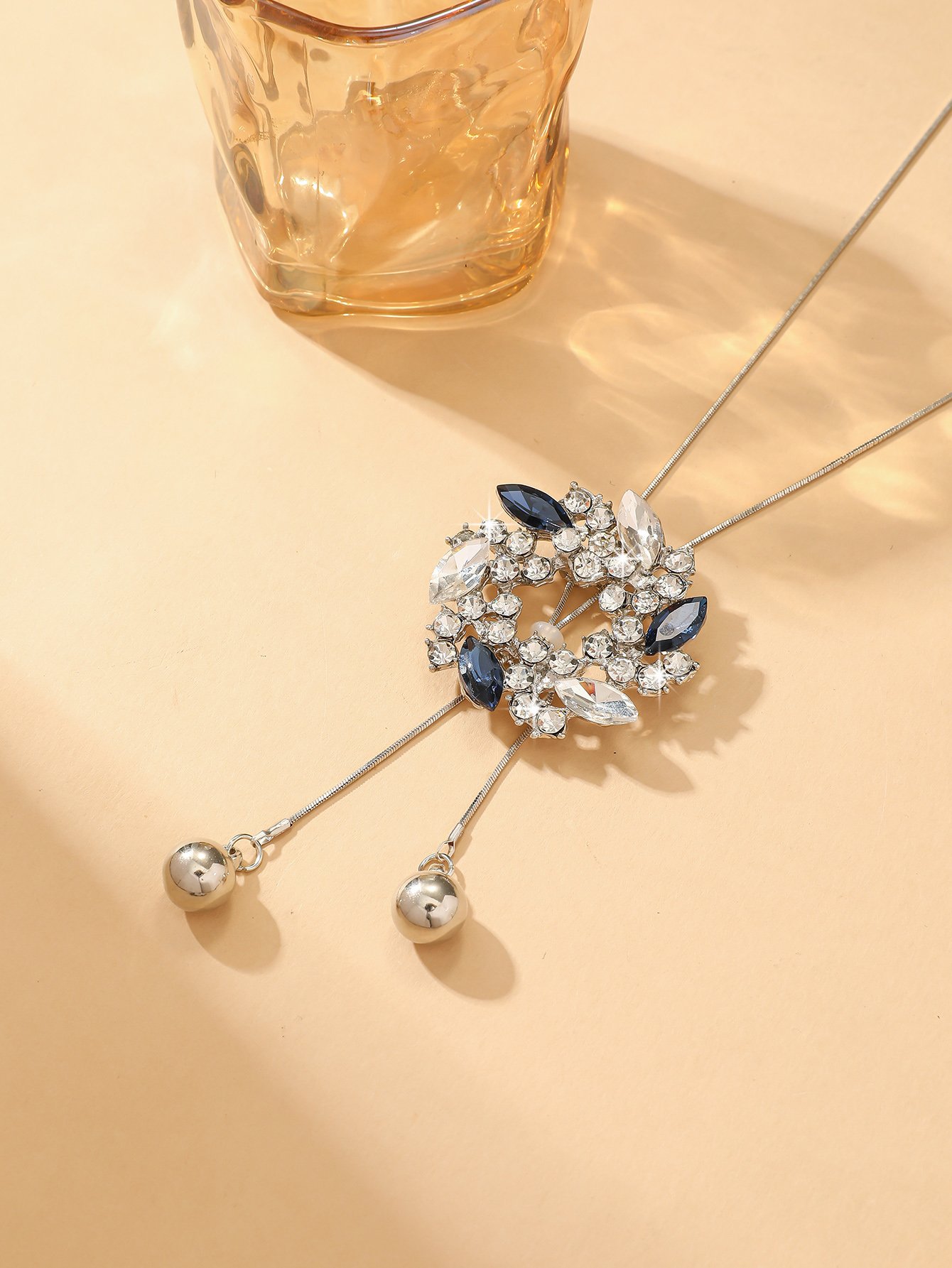 Blue and White Crystal Pendant Necklace