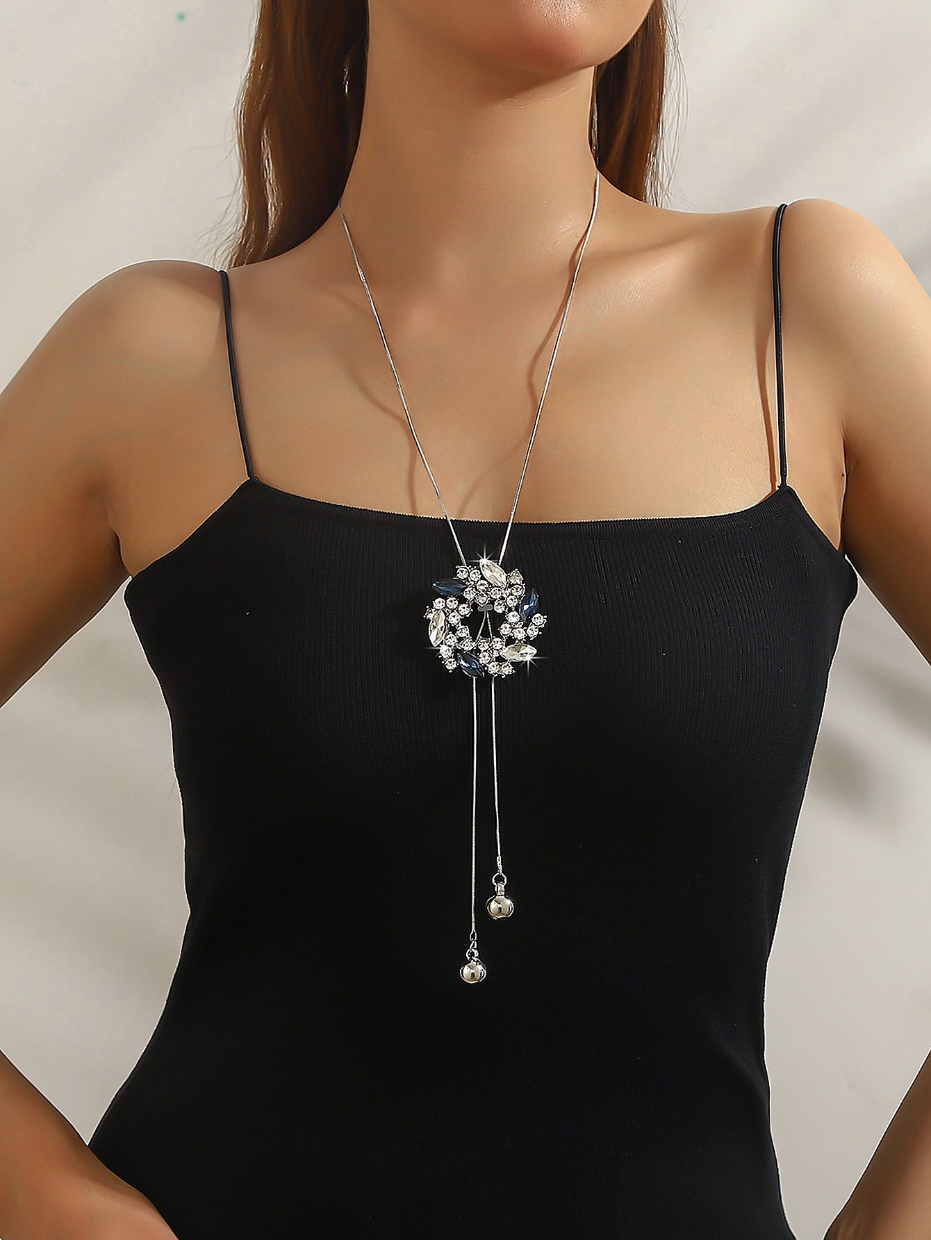 Blue and White Crystal Pendant Necklace