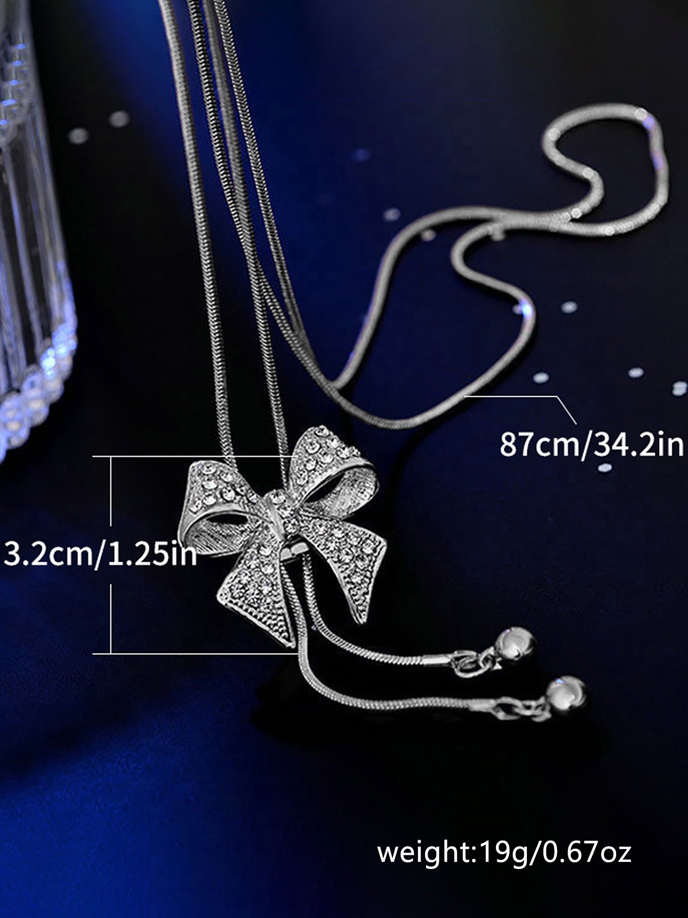 Silver Bow Pendant Necklace