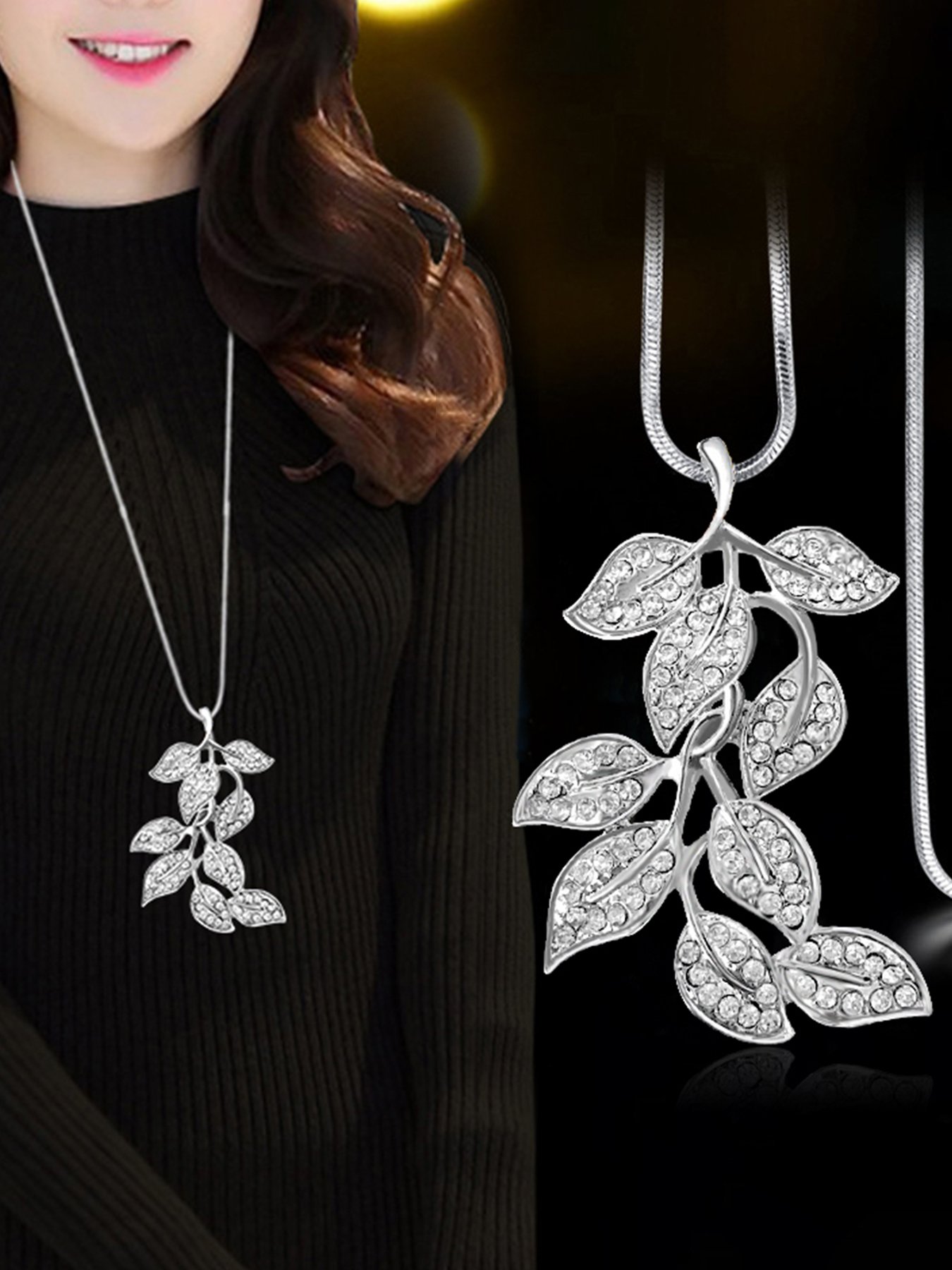 Silver Leaf Pendant Necklace