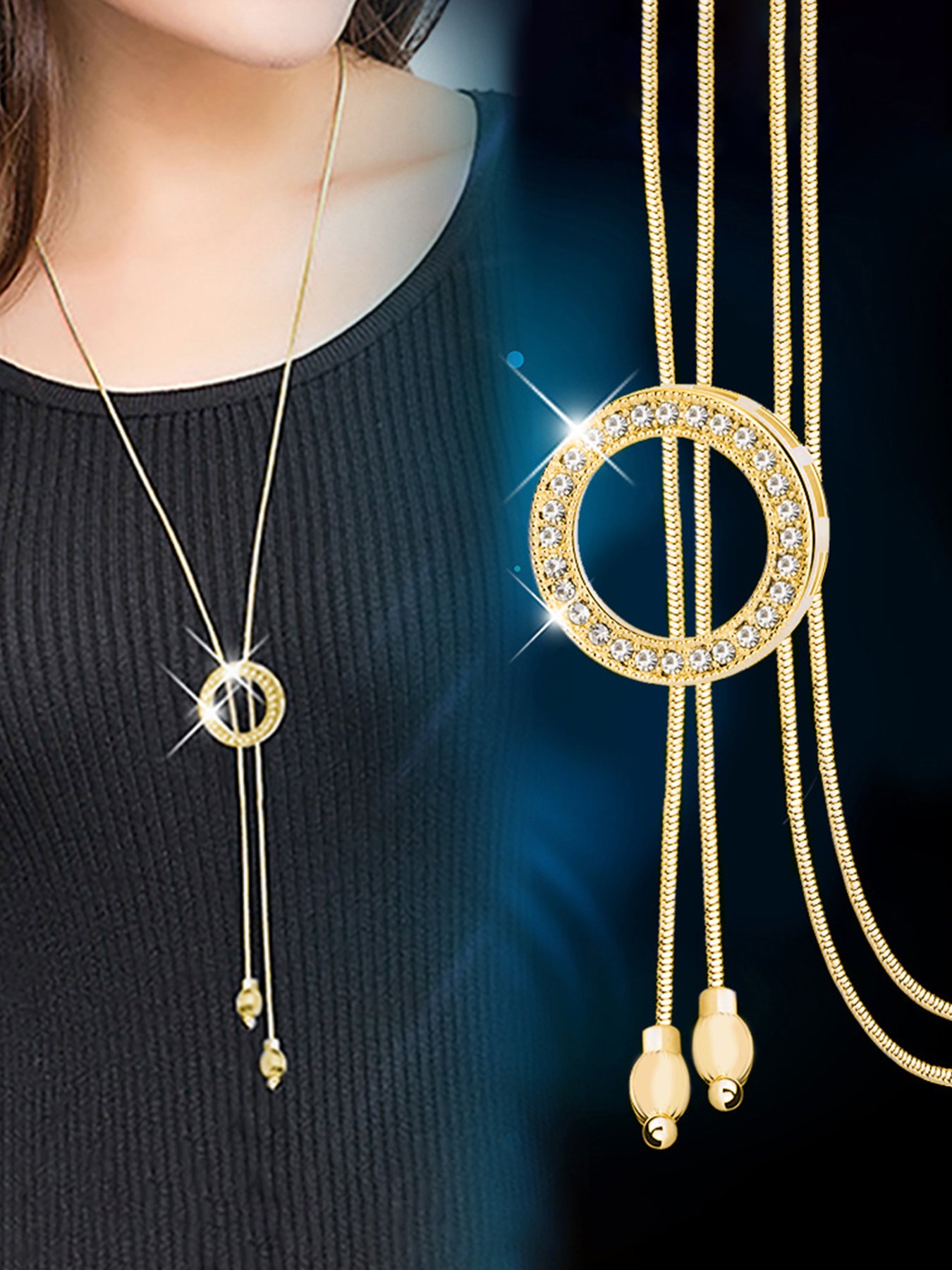 Gold Circle Pendant Necklace