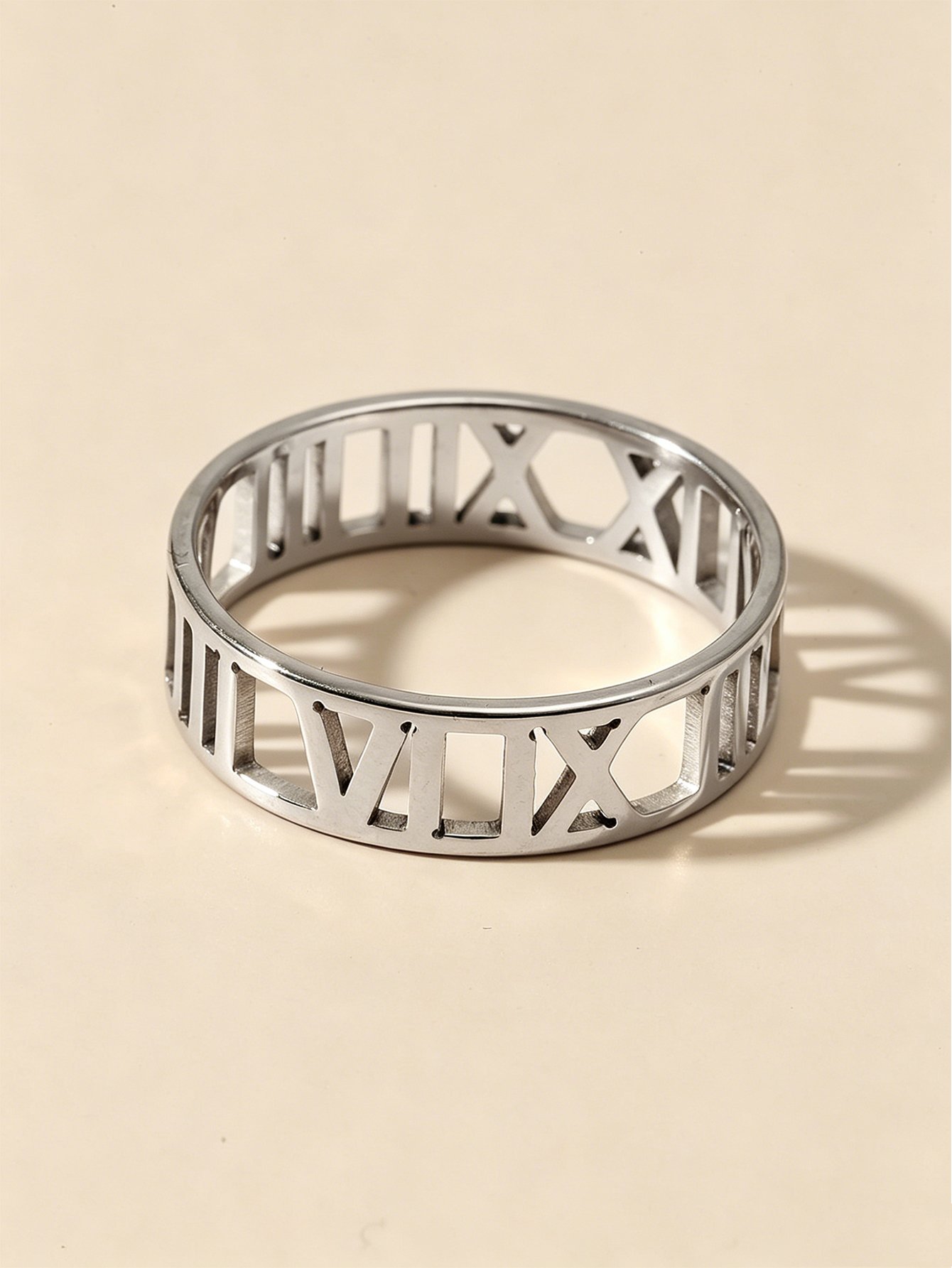 Silver Roman Numeral Cutout Ring