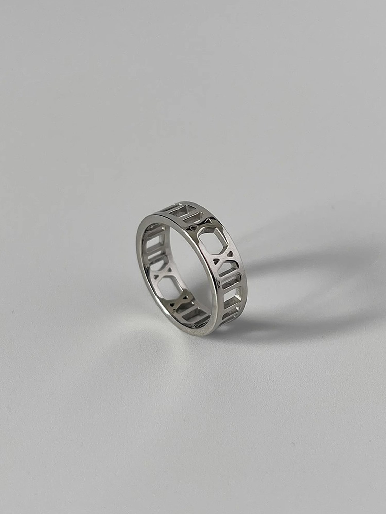 Silver Roman Numeral Cutout Ring