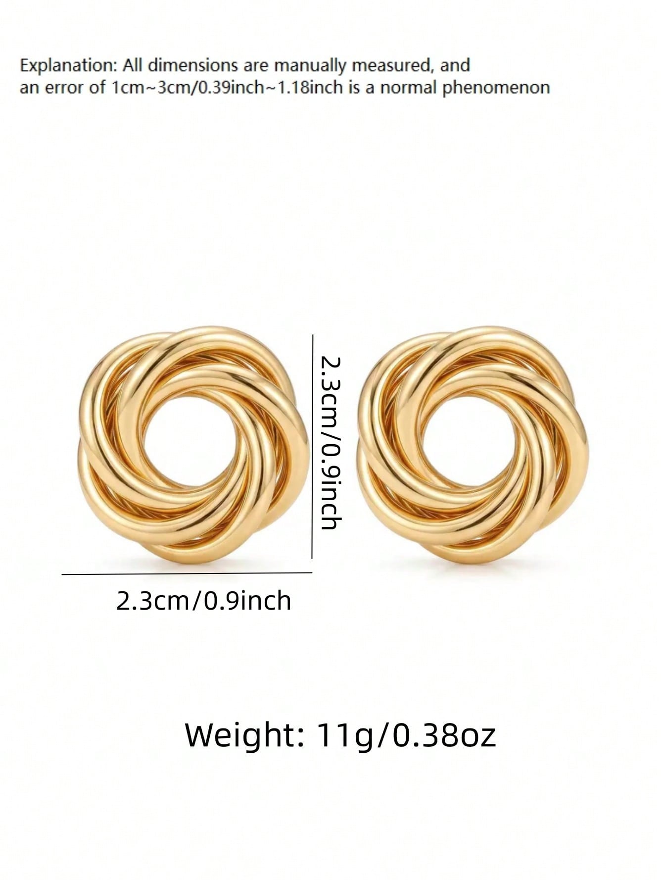 Gold Intertwined Circle Stud Earrings for Everyday Wear