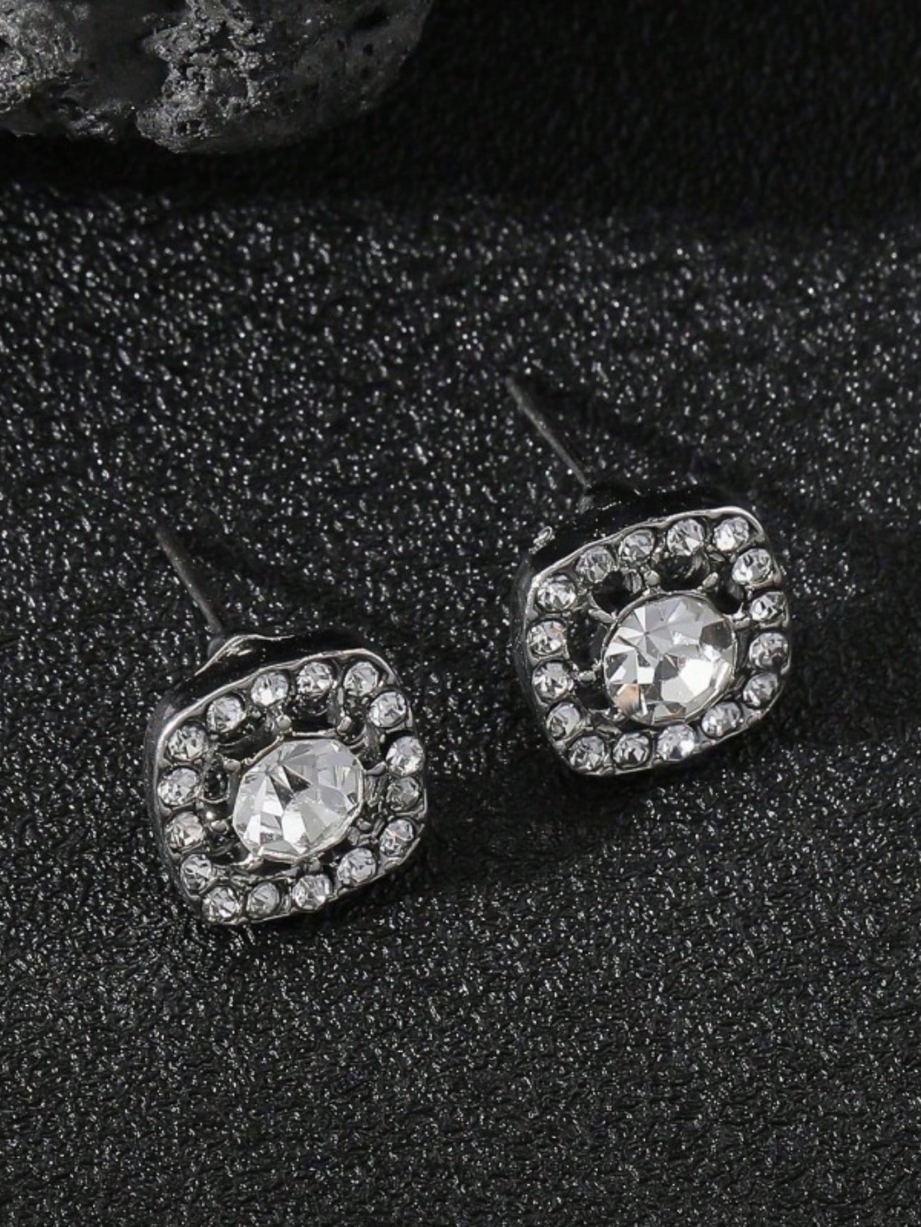 Glamorous Silver Square Rhinestone Earrings for Party and Special Occasions