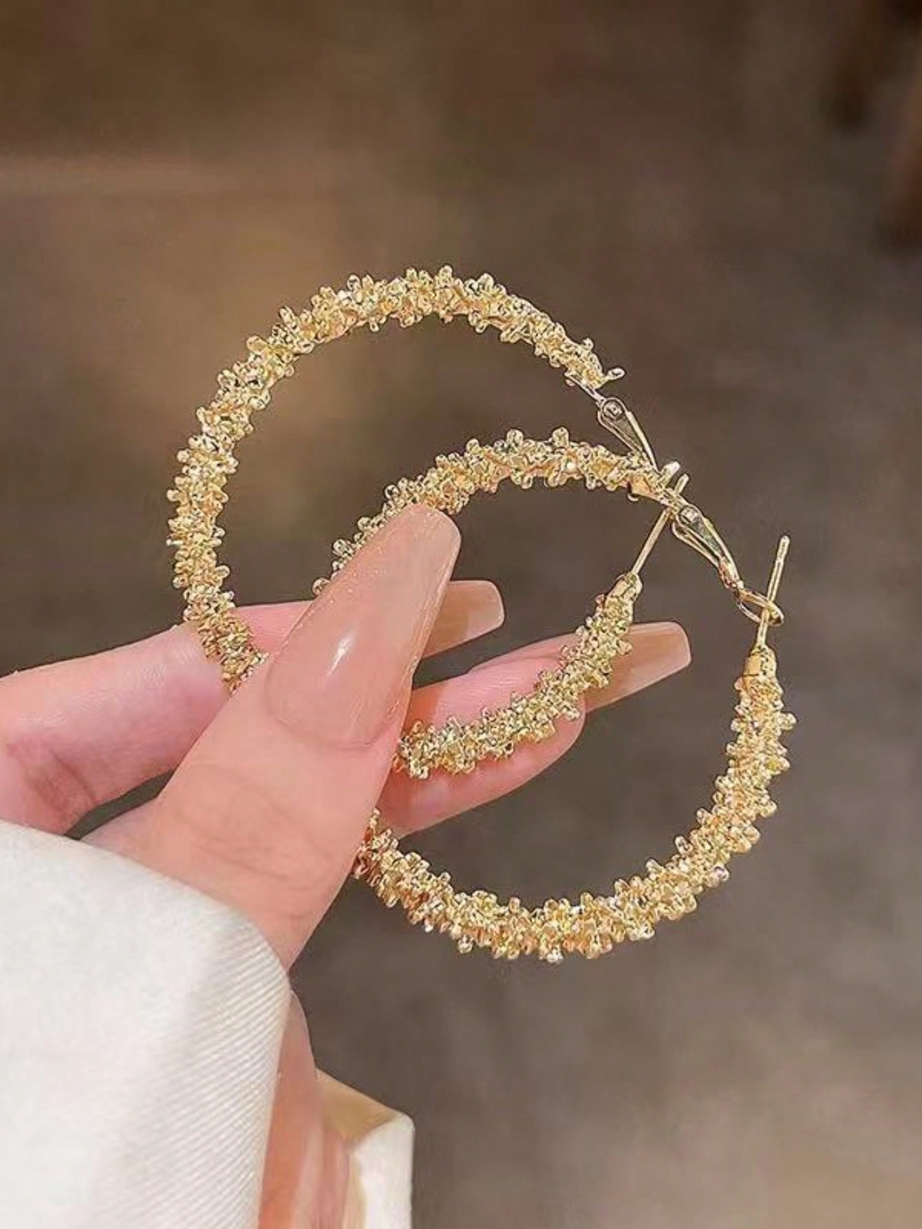 Gold Shimmer Hoop Earrings - Party and Evening Wear