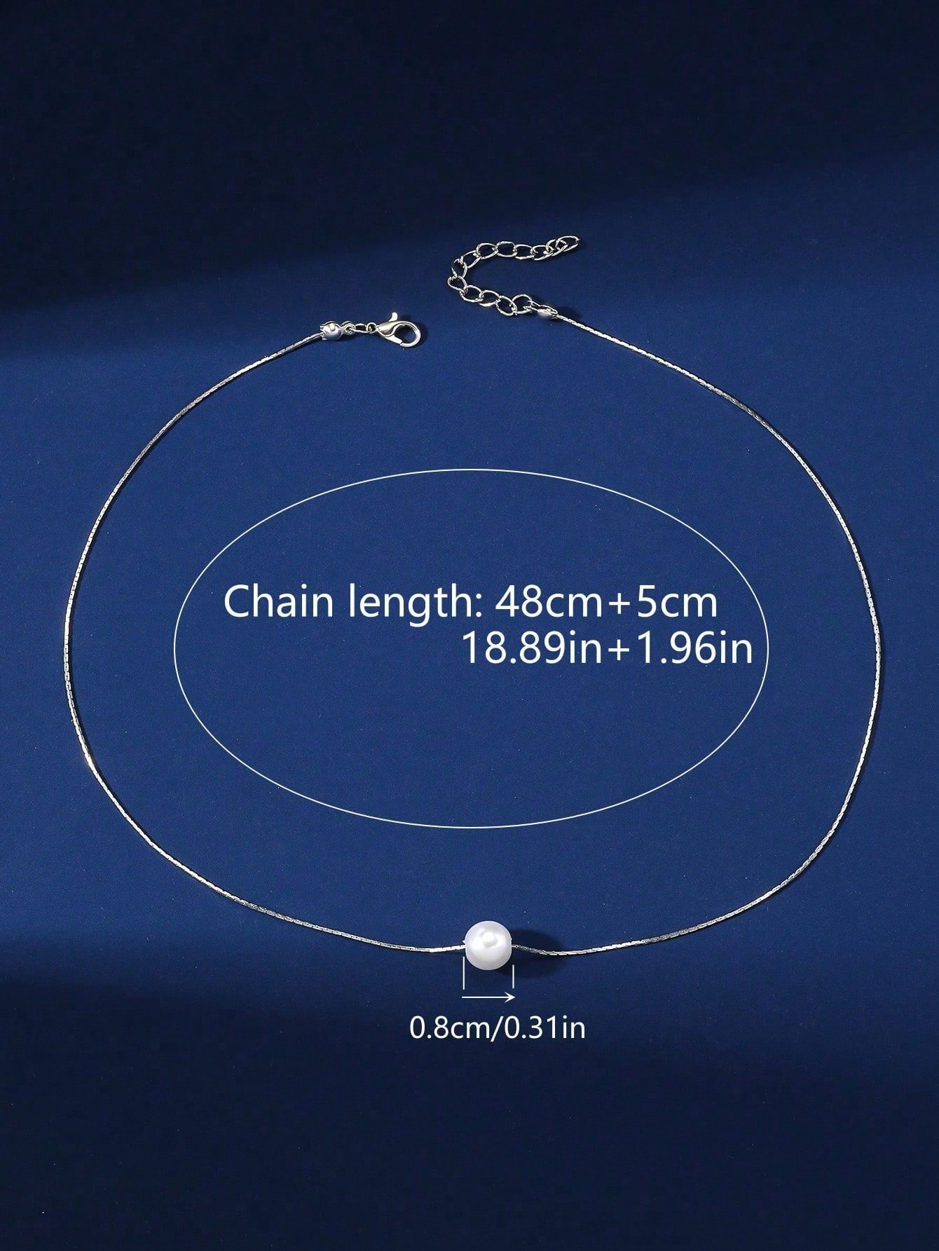 Silver Chain Necklace with Single Pearl Pendant