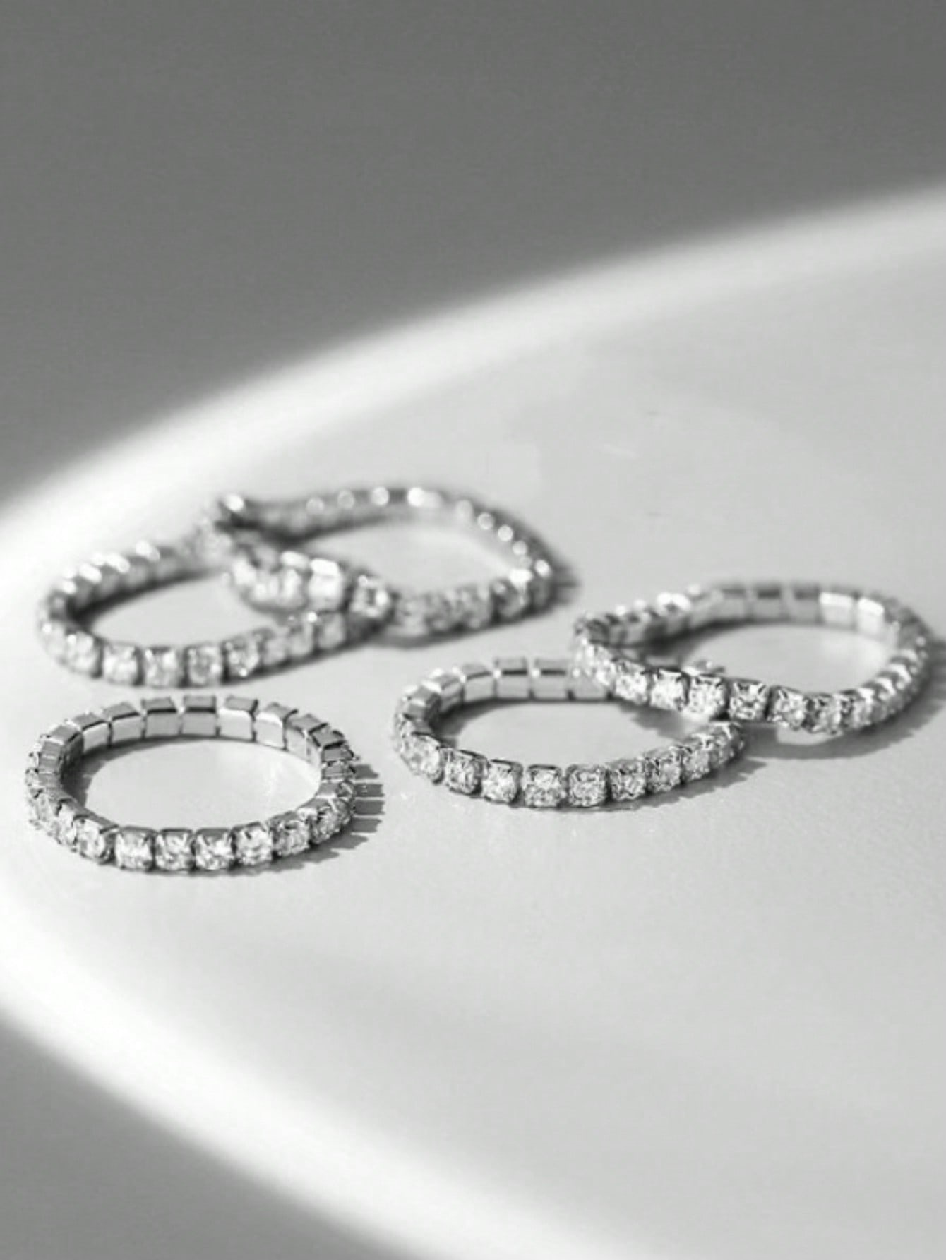 Silver Rhinestone Eternity Rings