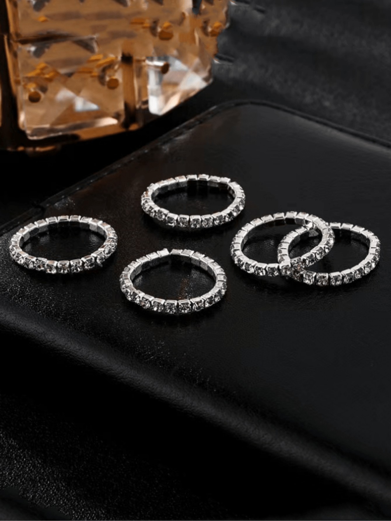 Silver Rhinestone Eternity Rings