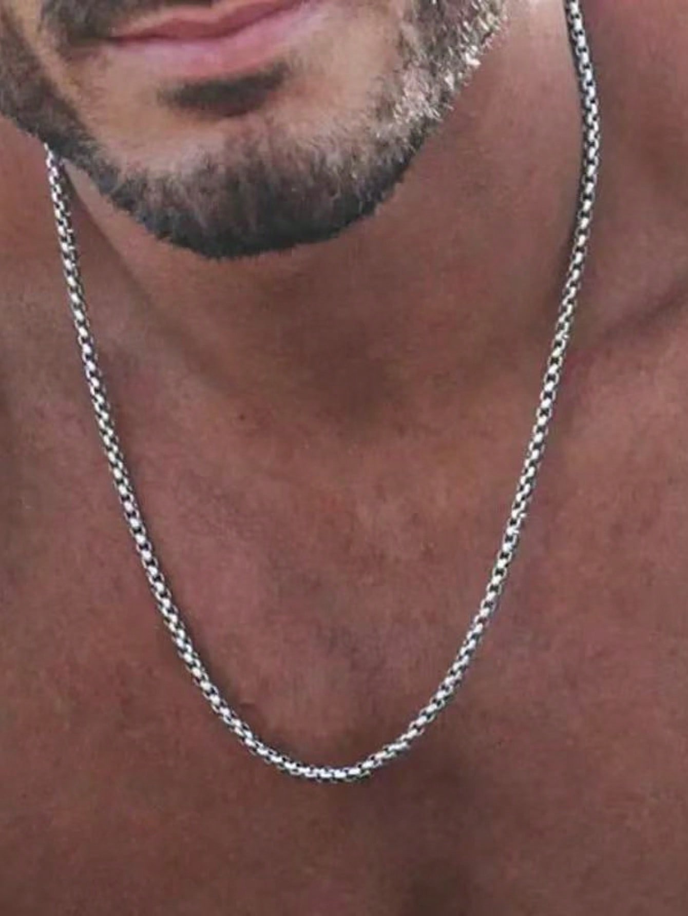 Men Silver Chain Necklace