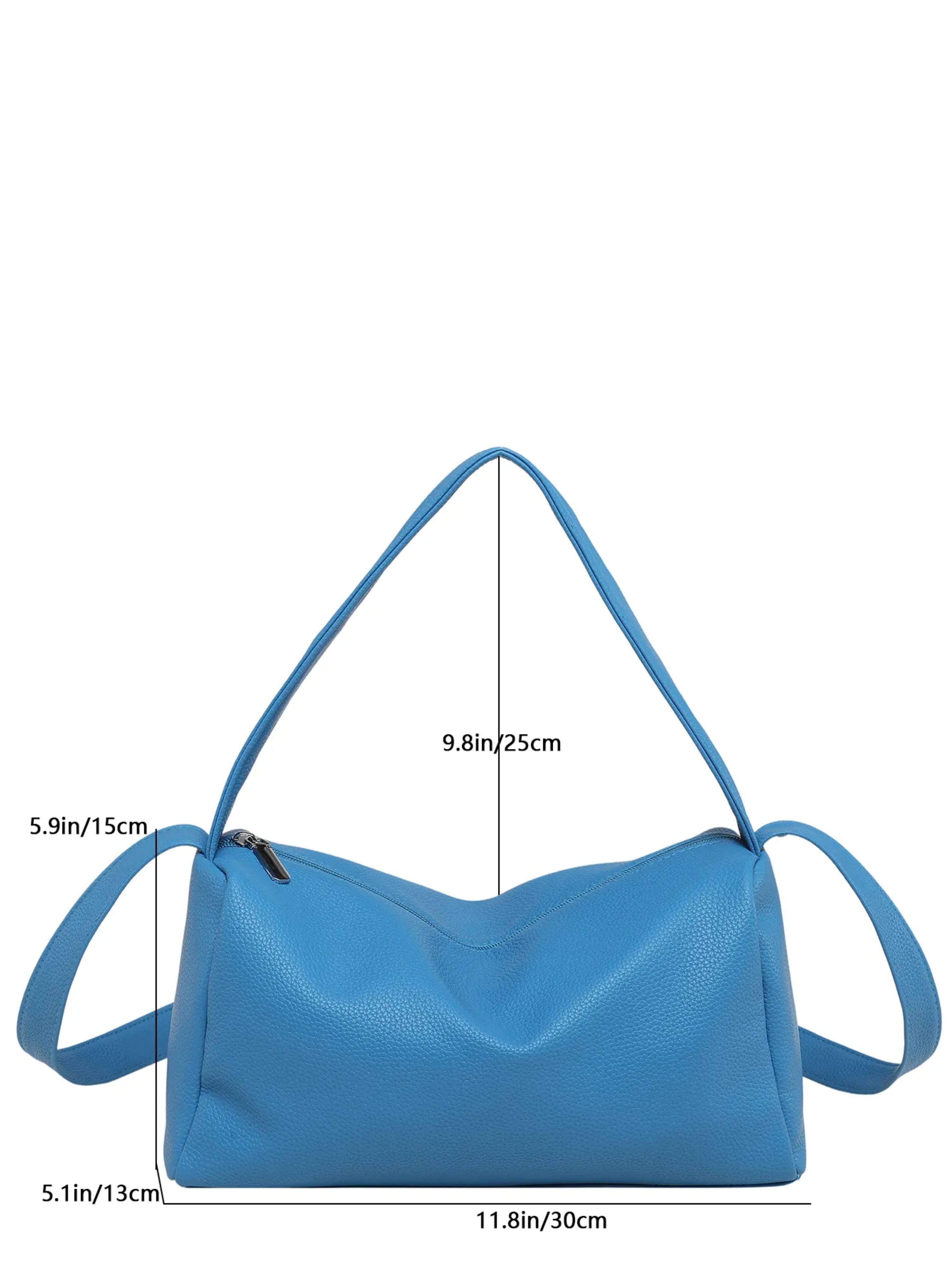 Blue Solid Shoulder Bag with Zip