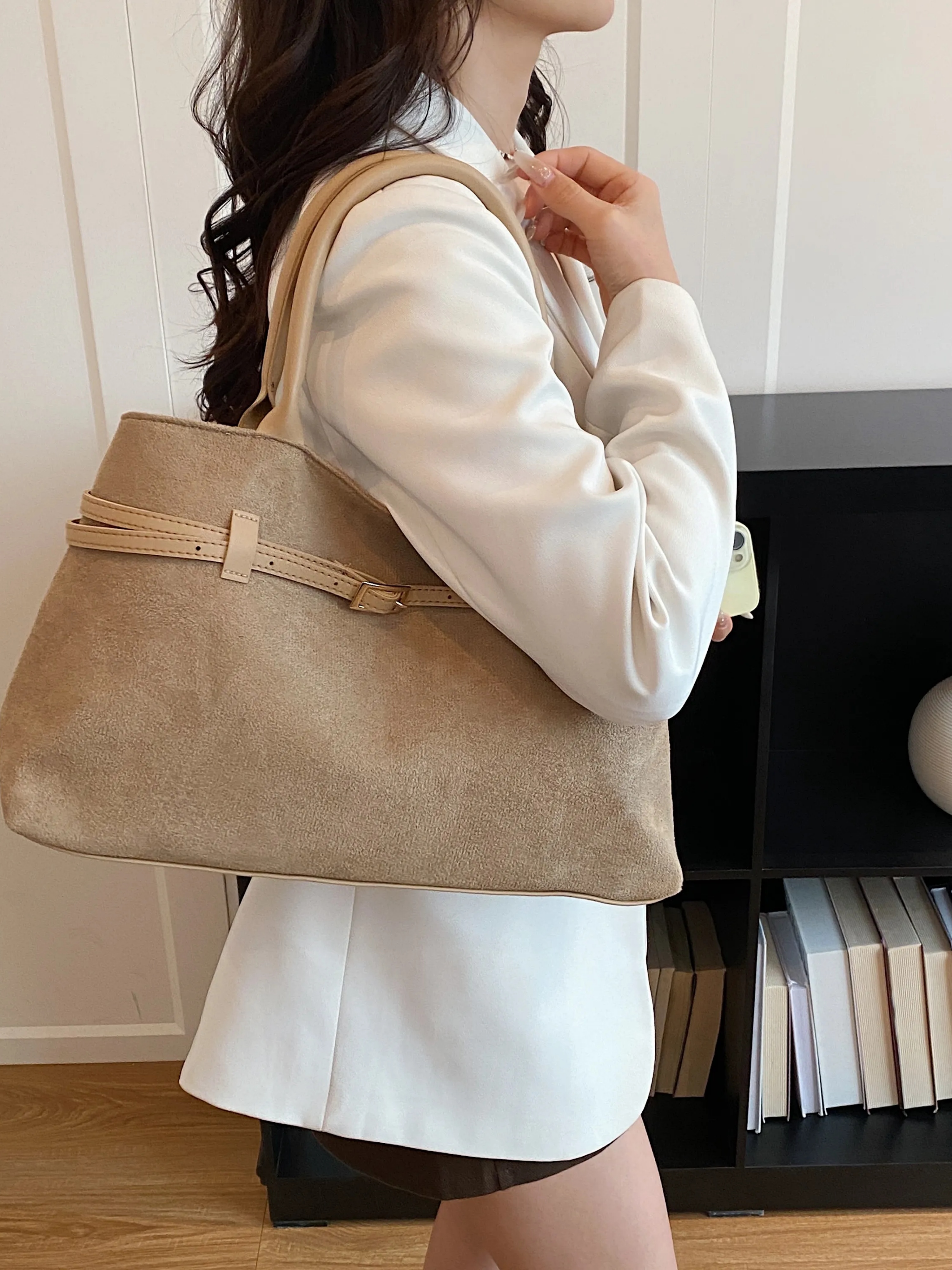 Khaki Solid Tote 
