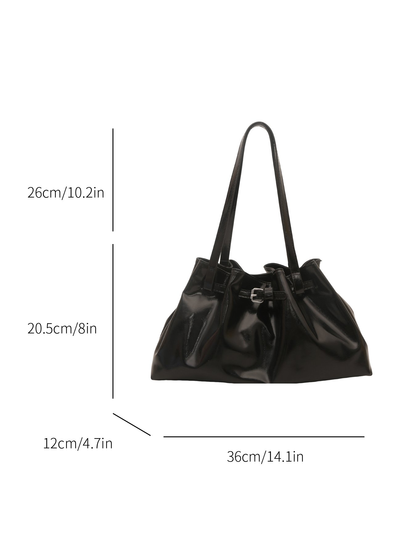 Black Solid Shoulder Bag 
