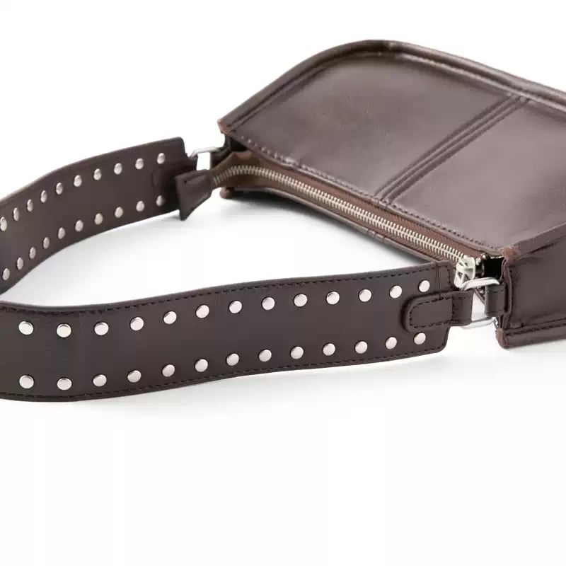 Brown Solid Shoulder Bag with Zip