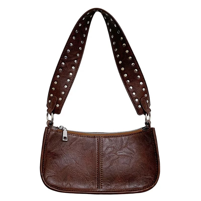 Brown Solid Shoulder Bag with Zip
