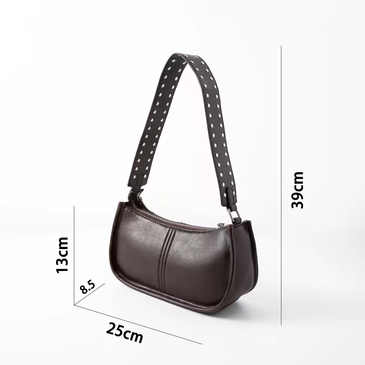 Brown Solid Shoulder Bag with Zip