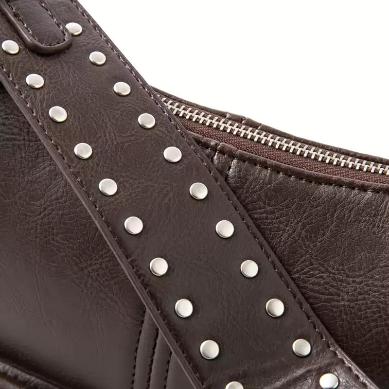 Brown Solid Shoulder Bag with Zip