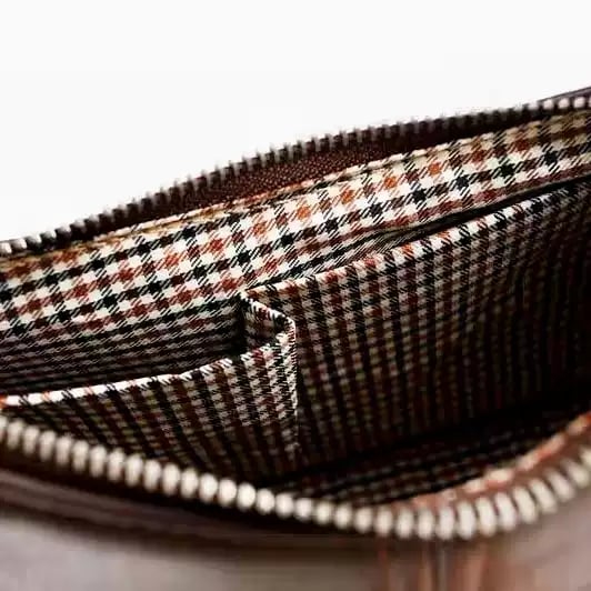 Brown Solid Shoulder Bag with Zip