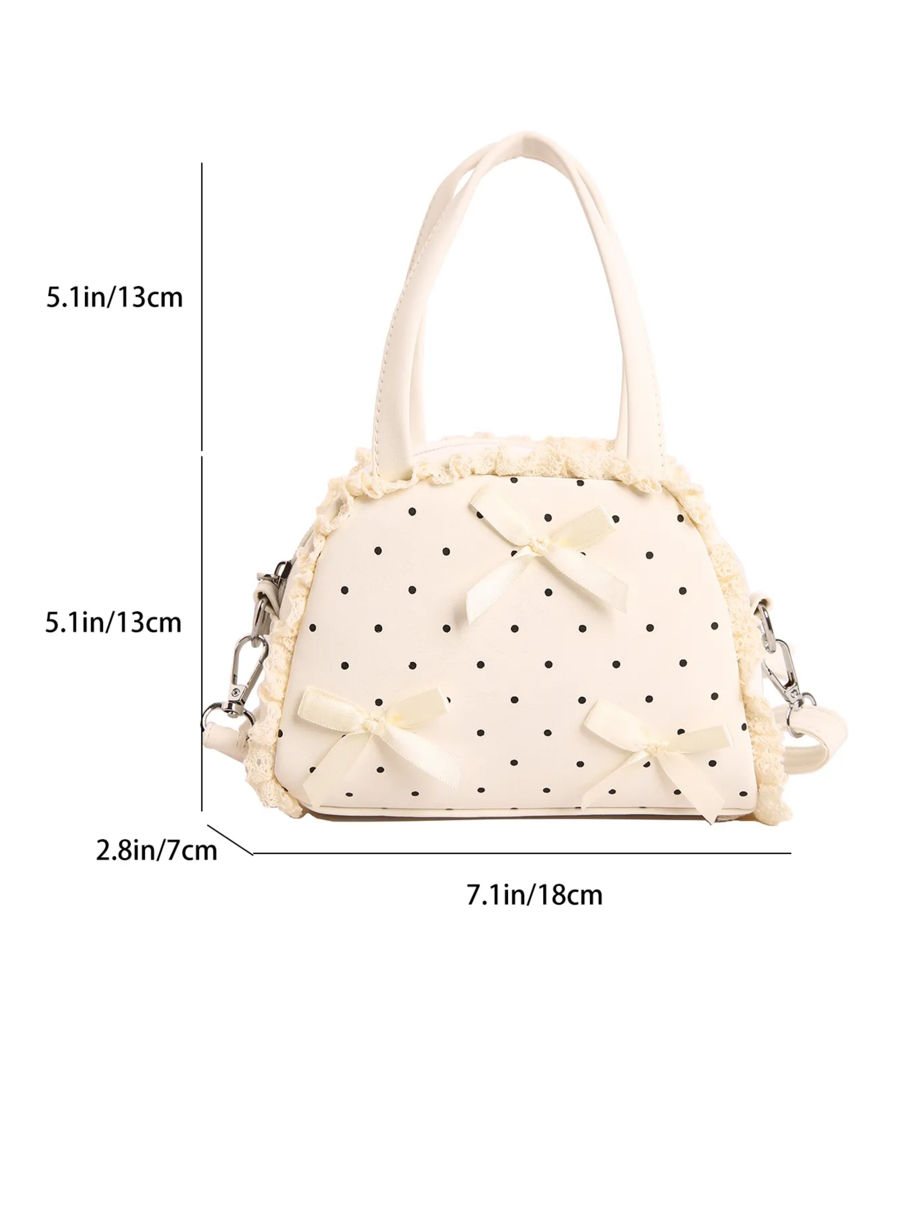 White Printed Handbag with Zip